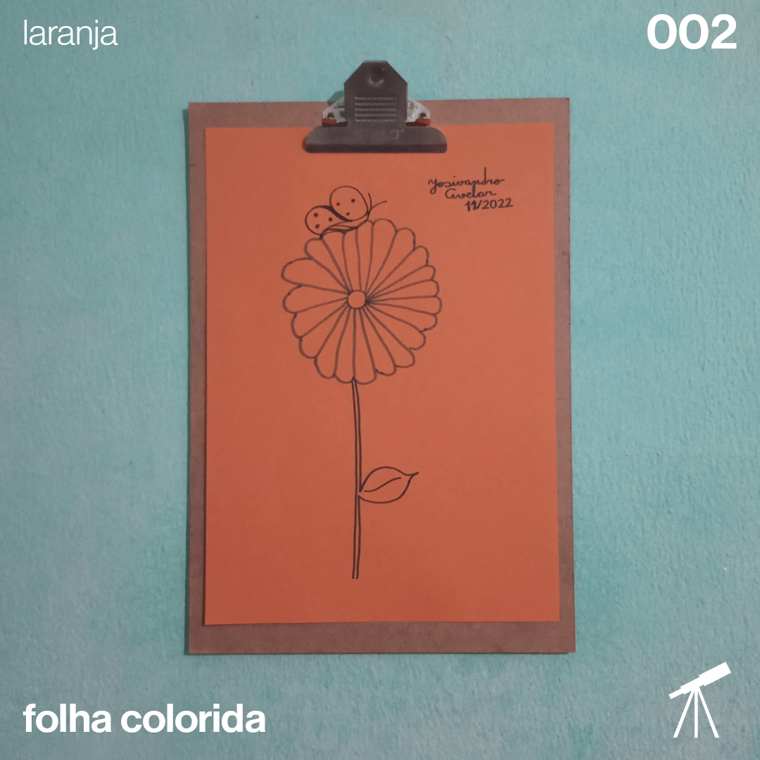 Desenhei aqui a flor e a borboleta.