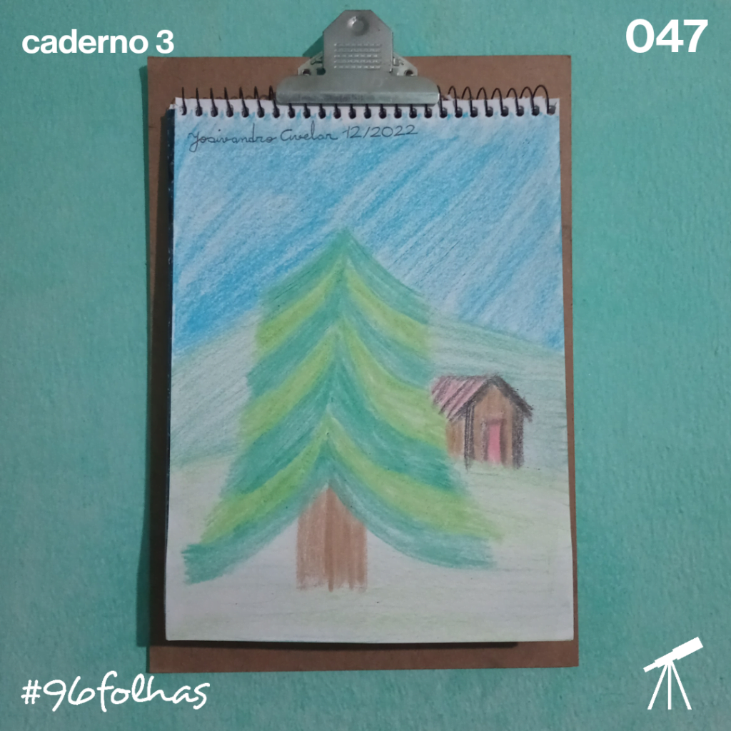 #96folhas- Cenário de Natal 1 Desenho de um cenário natalino no terceiro caderno de #96folhas.