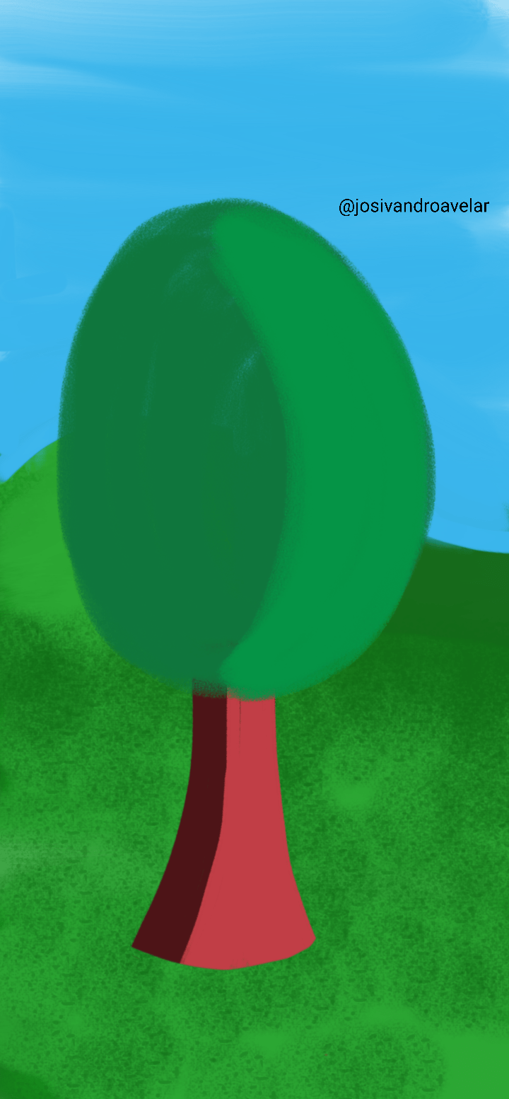 Artes digitais: árvore solitária 1 Desenho de uma árvore solitária.