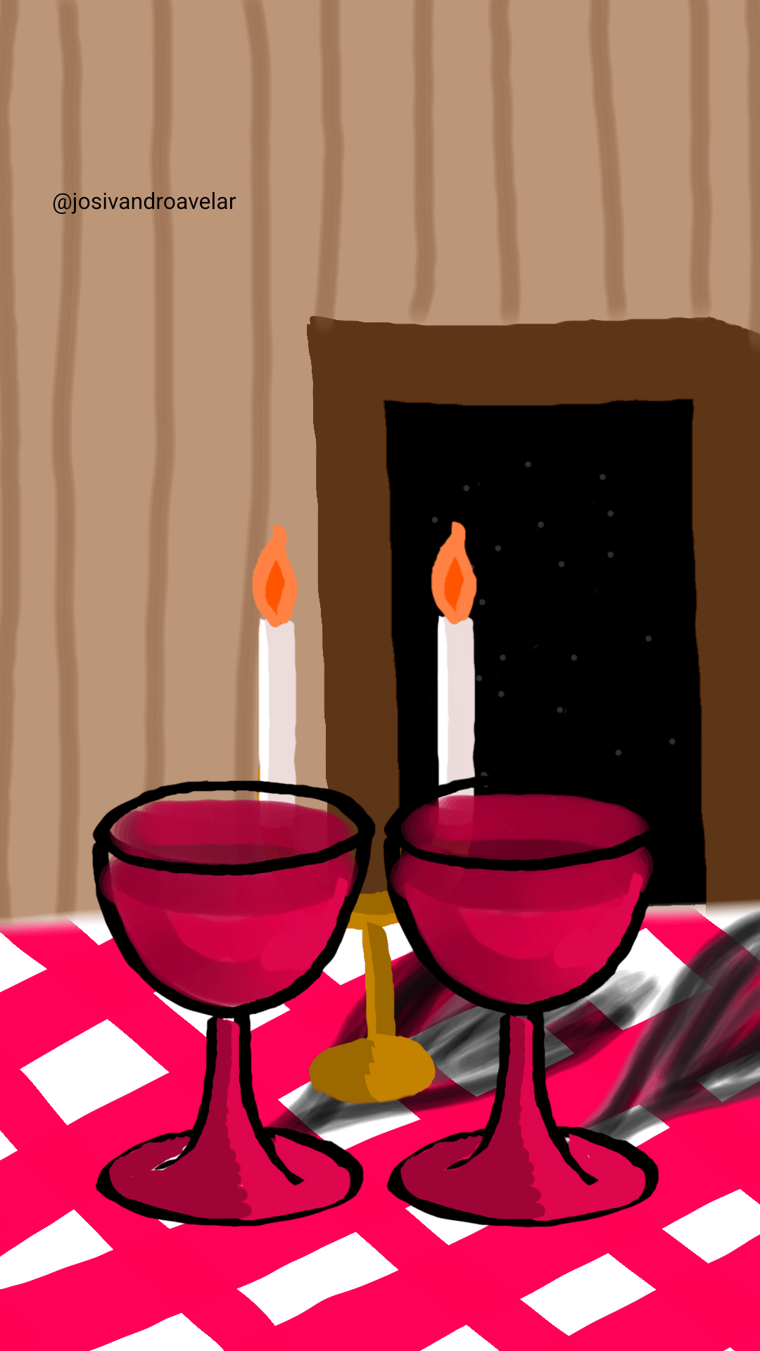 Artes digitais: jantar a luz de velas 1 Desenho de um jantar a luz de velas, cujo título esqueci de colocar crase.