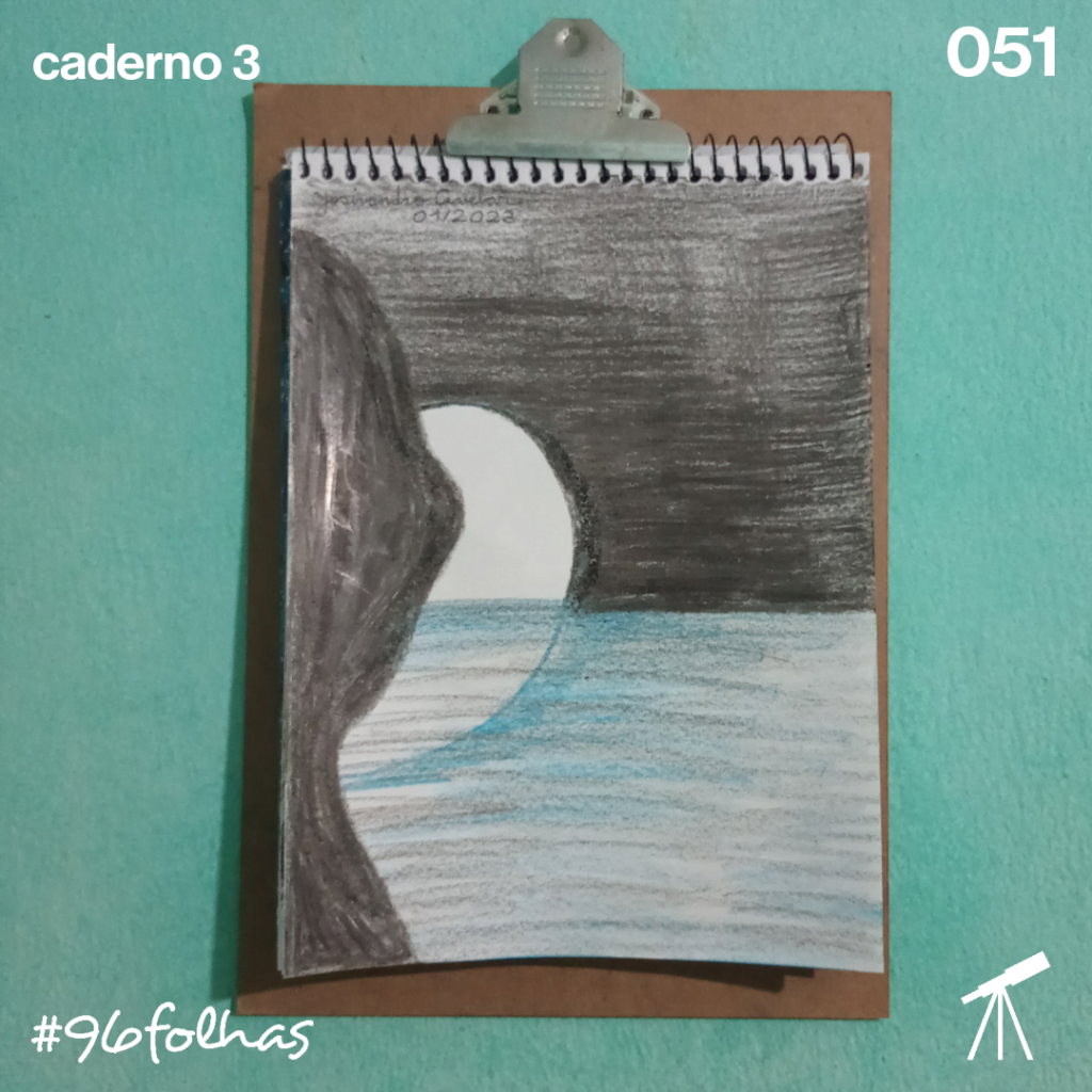#96folhas- O reflexo da noite 1 O reflexo da noite no desenho de hoje do terceiro caderno de #96folhas.