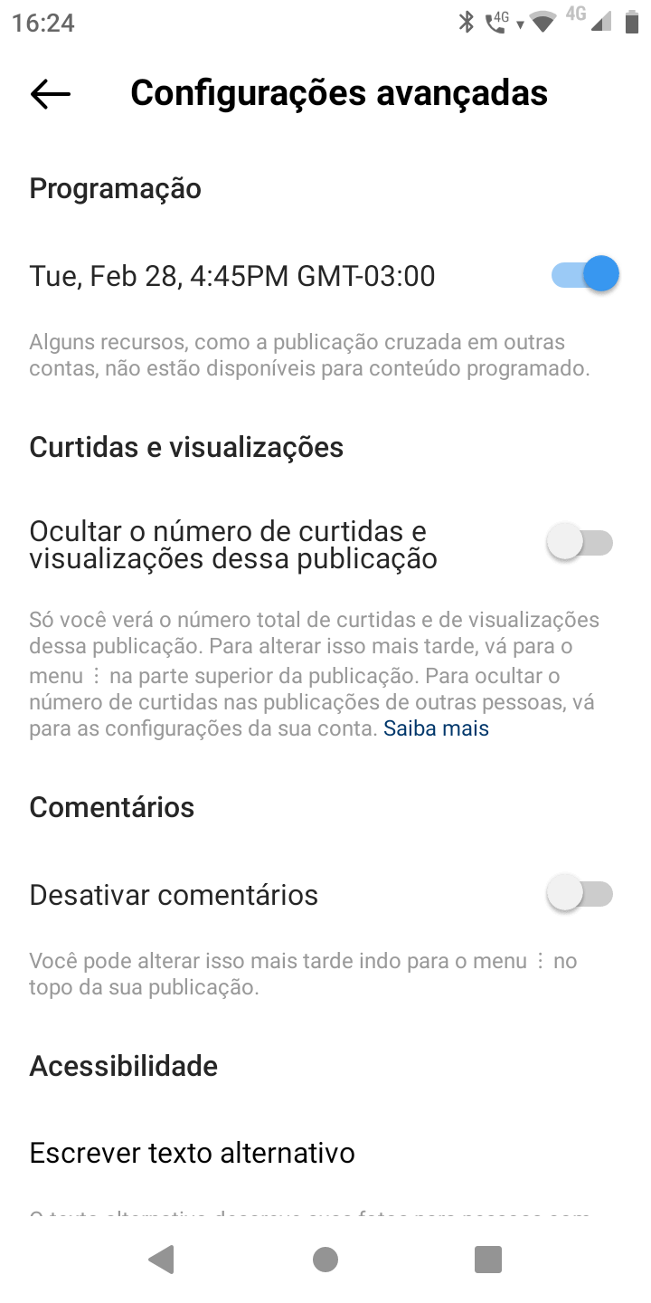 Como agendar um post no aplicativo do Instagram 6 Screenshot 20230228 162403