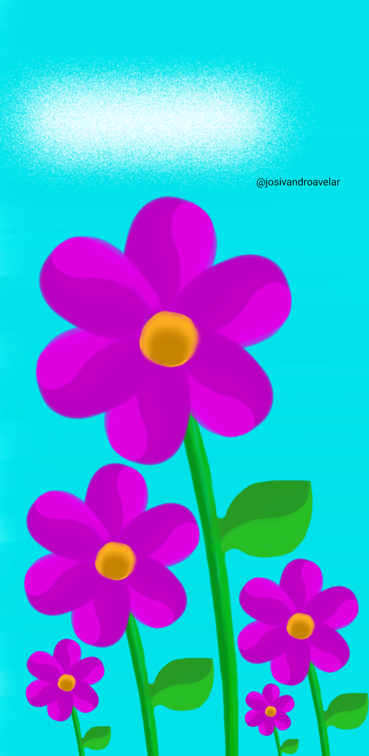 Artes digitais: cenário florido 1 Desenho de um cenário florido.