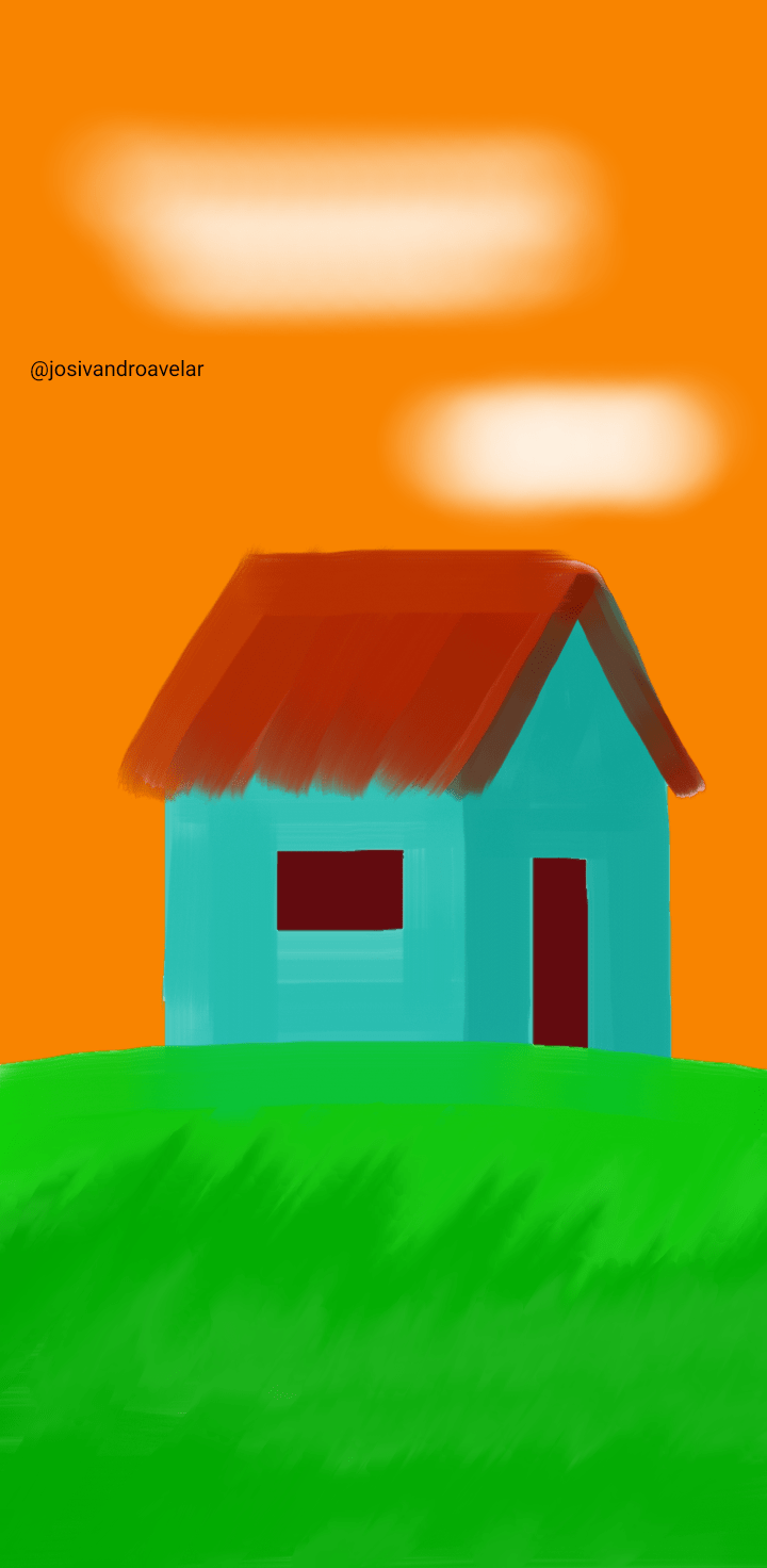 Artes digitais: amanhecer em casa 1 Uma casa ao amanhecer.