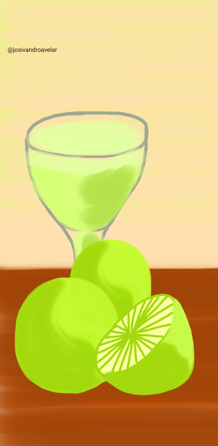 Artes digitais: limão em limonada 1 Um desenho de limões em limonada.