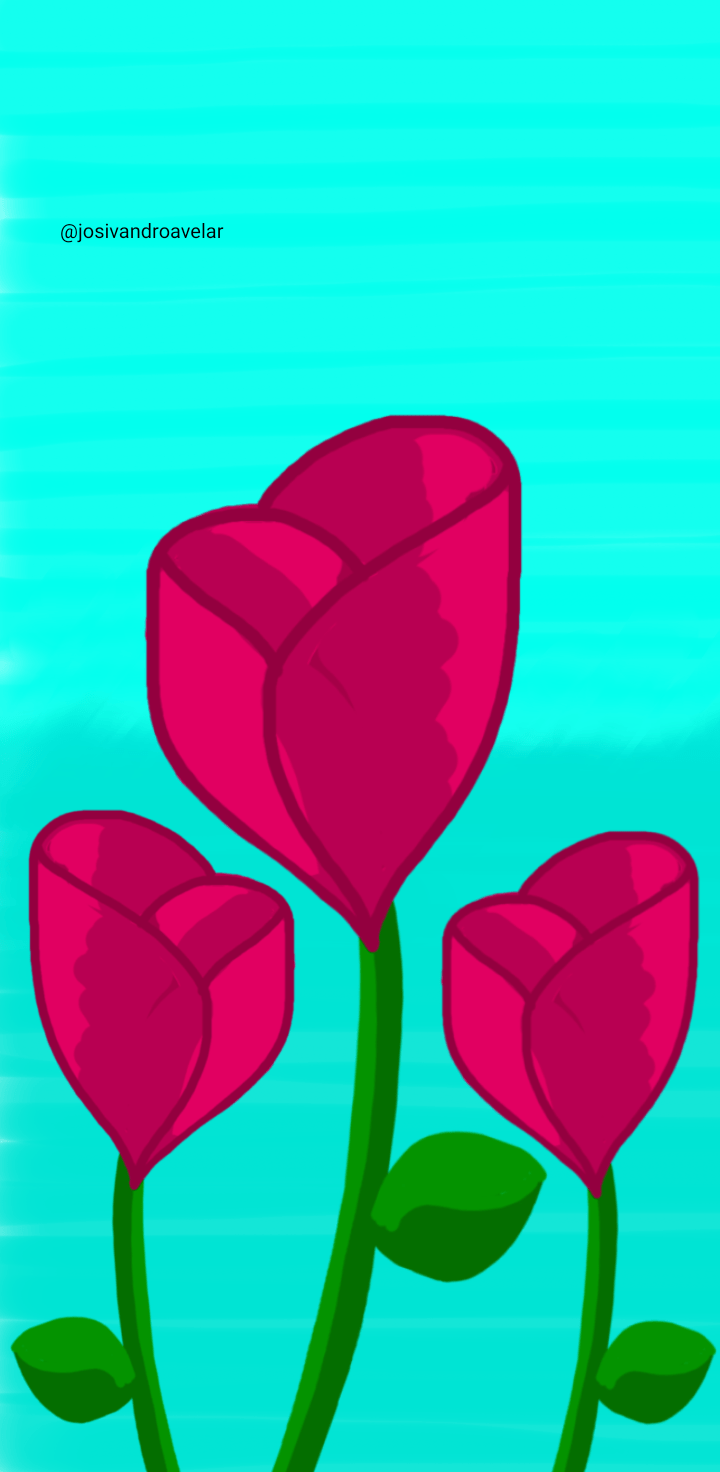Desenho de três rosas.