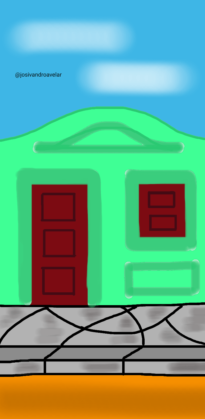 Artes digitais: casa verde 1 Desenho de uma casa verde.