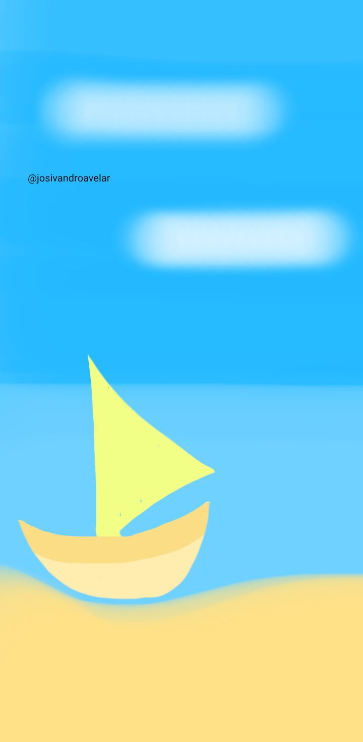 Artes digitais: jangada ao mar 1 Desenho de uma jangada ao mar.