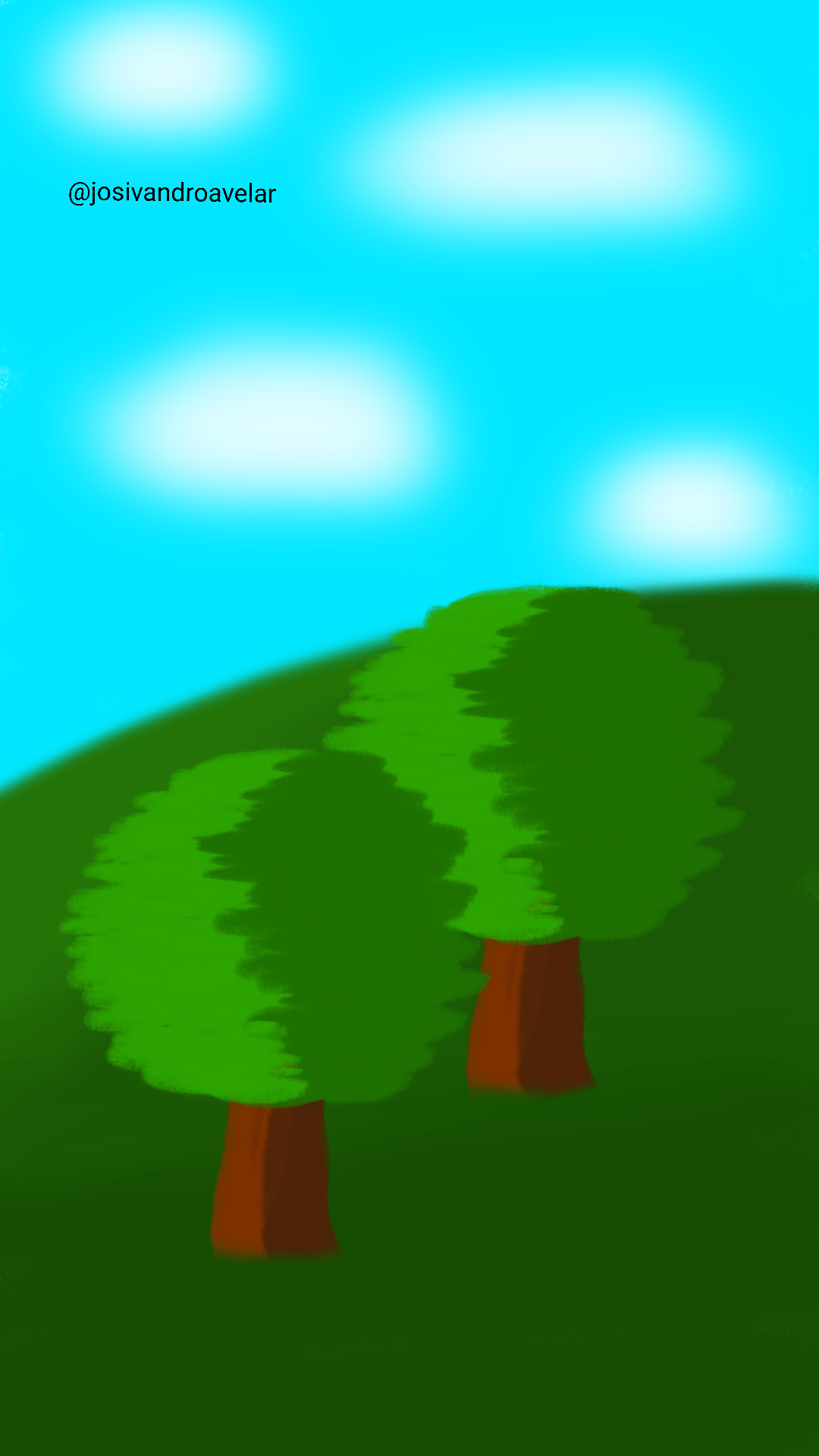Artes digitais: paisagem com árvores 1 Uma paisagem com árvores.