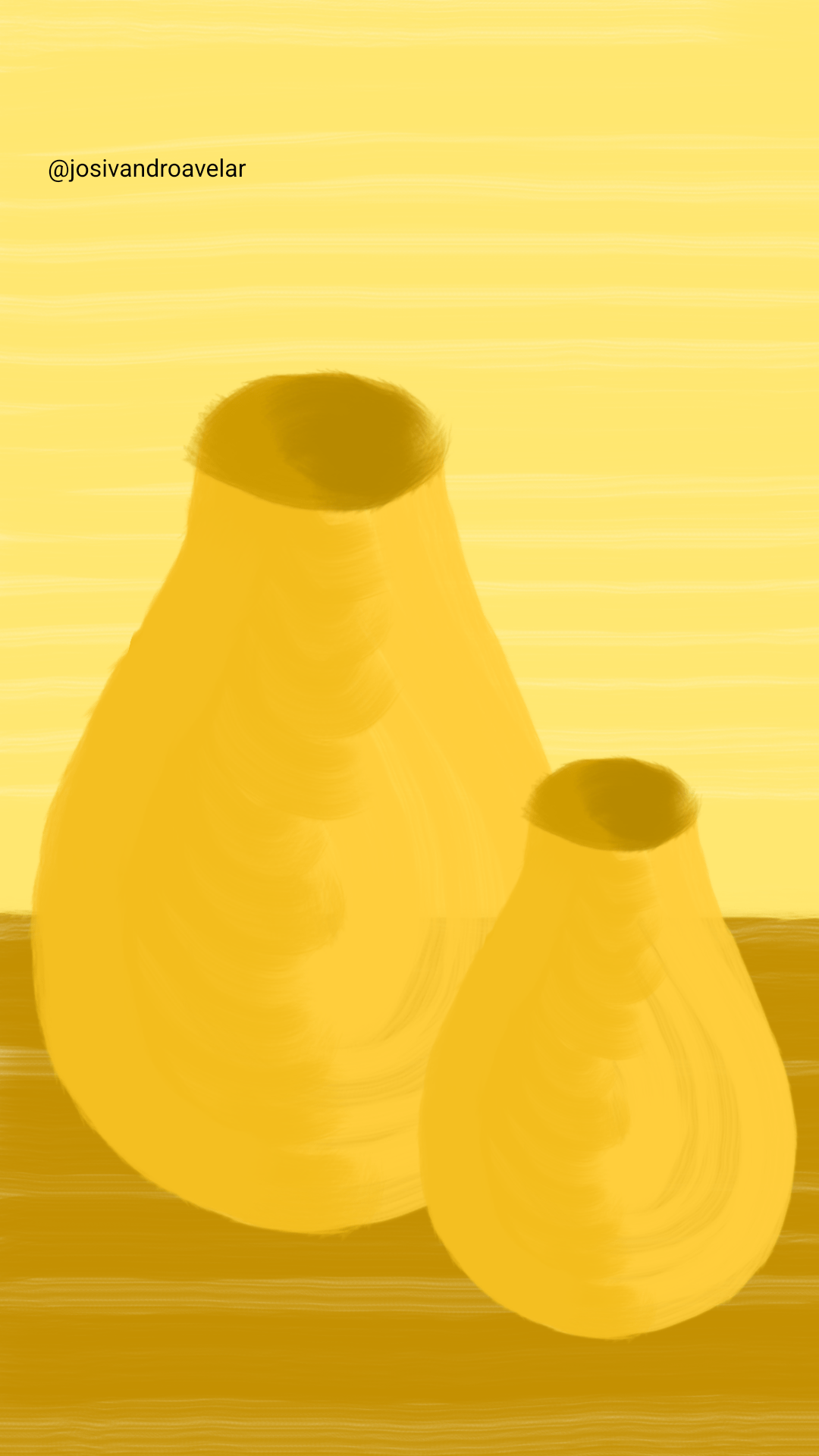 Desenho de dois vasos amarelos.