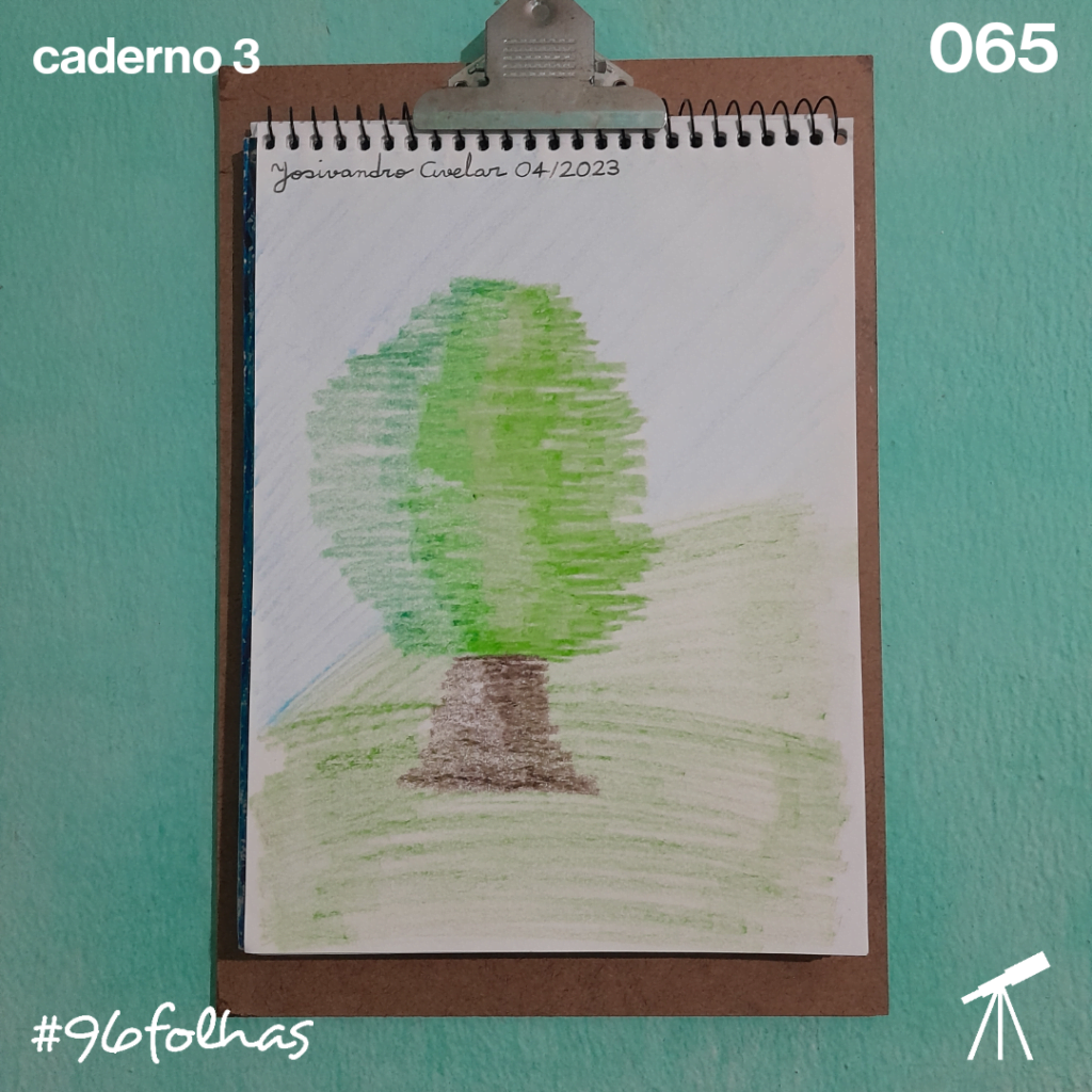 #96folhas- Árvore de giz 1 Desenho de uma árvore feito com giz de cera.
