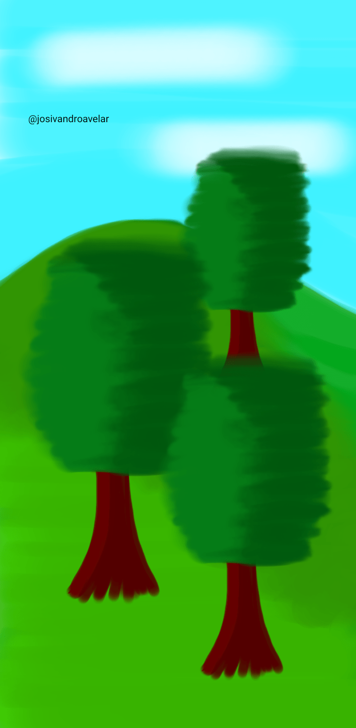 Artes digitais: encontro com a natureza 1 Desenho de três árvores, trazendo um encontro com a natureza.
