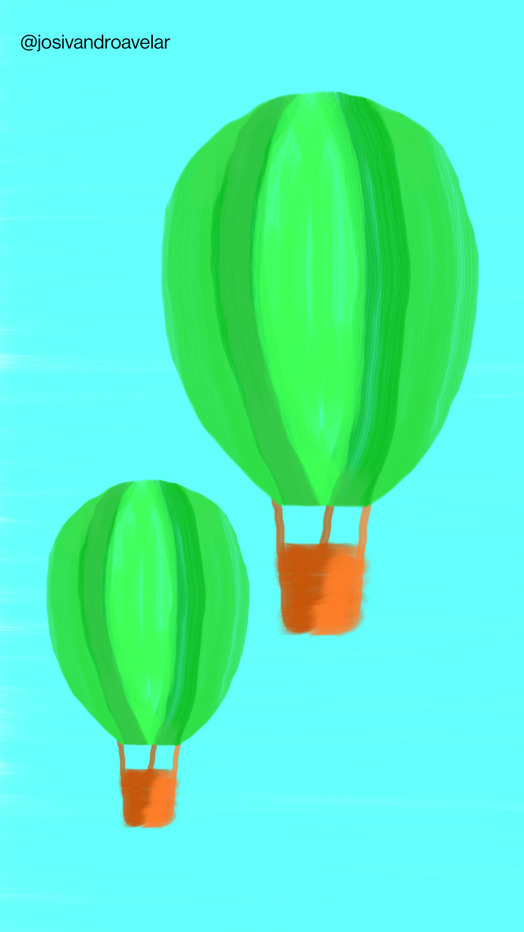 Artes digitais: balões no ar 1 Desenho de balões no ar. Os balões são verdes.