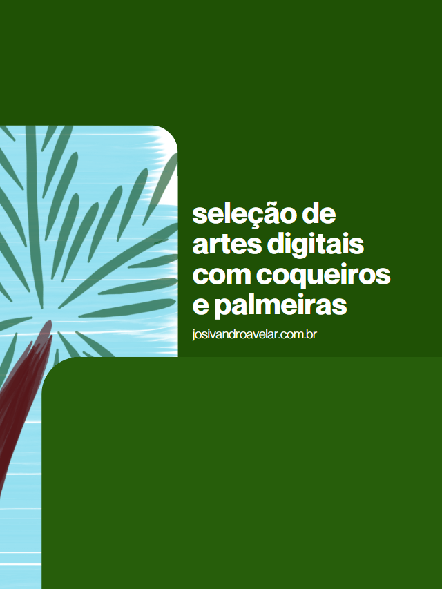 Seleção de artes digitais com coqueiros e palmeiras