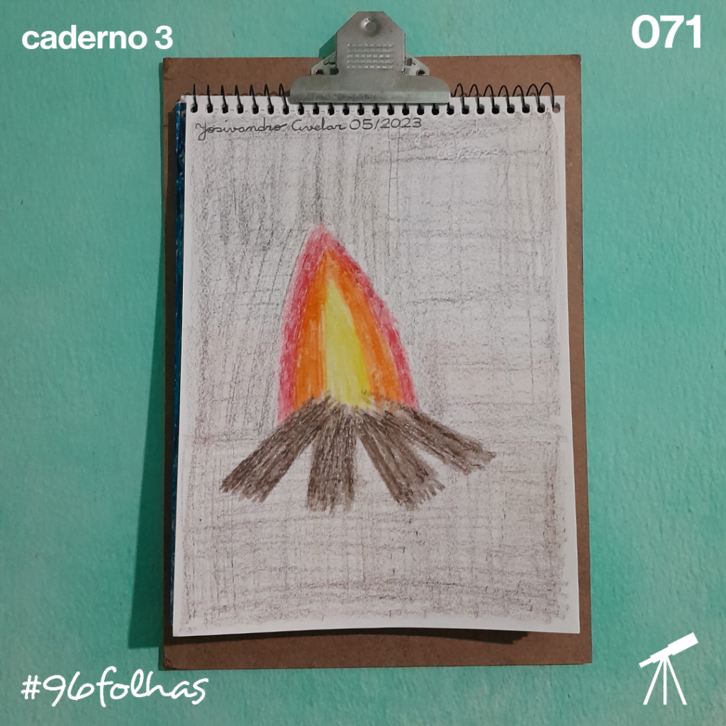 #96folhas- Calor da fogueira 1 Desenho de uma fogueira de São João.