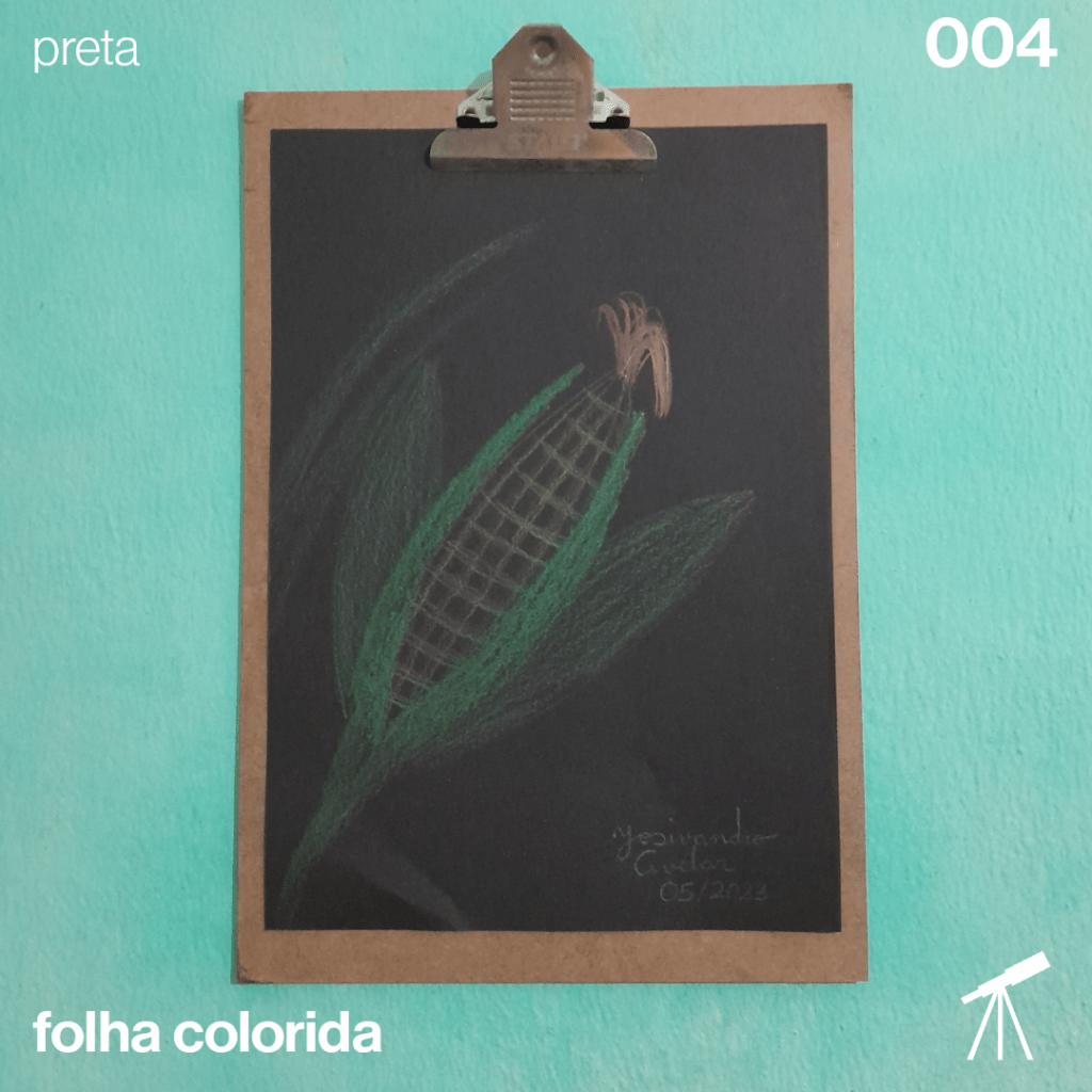 #FolhaPreta - Milho verde 1 Desenho de uma espiga de milho verde.