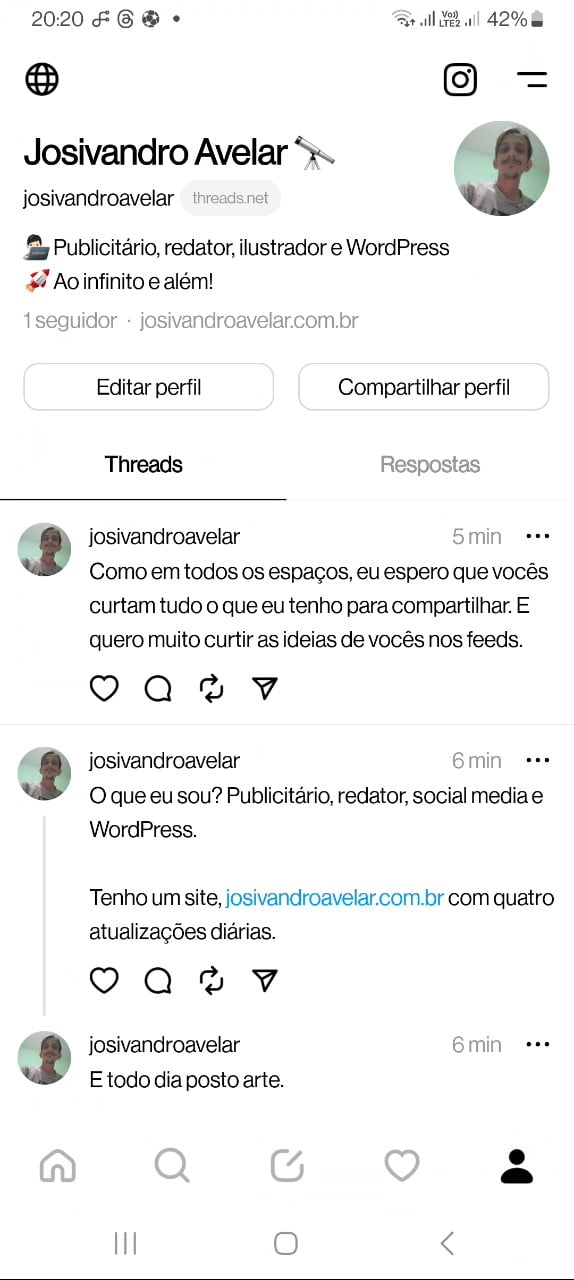 Minha conta no Threads.