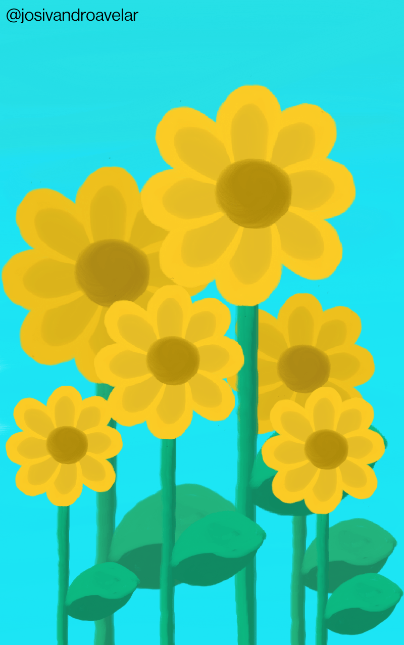 Artes digitais: flores amarelas 1 Desenho de flores amarelas.