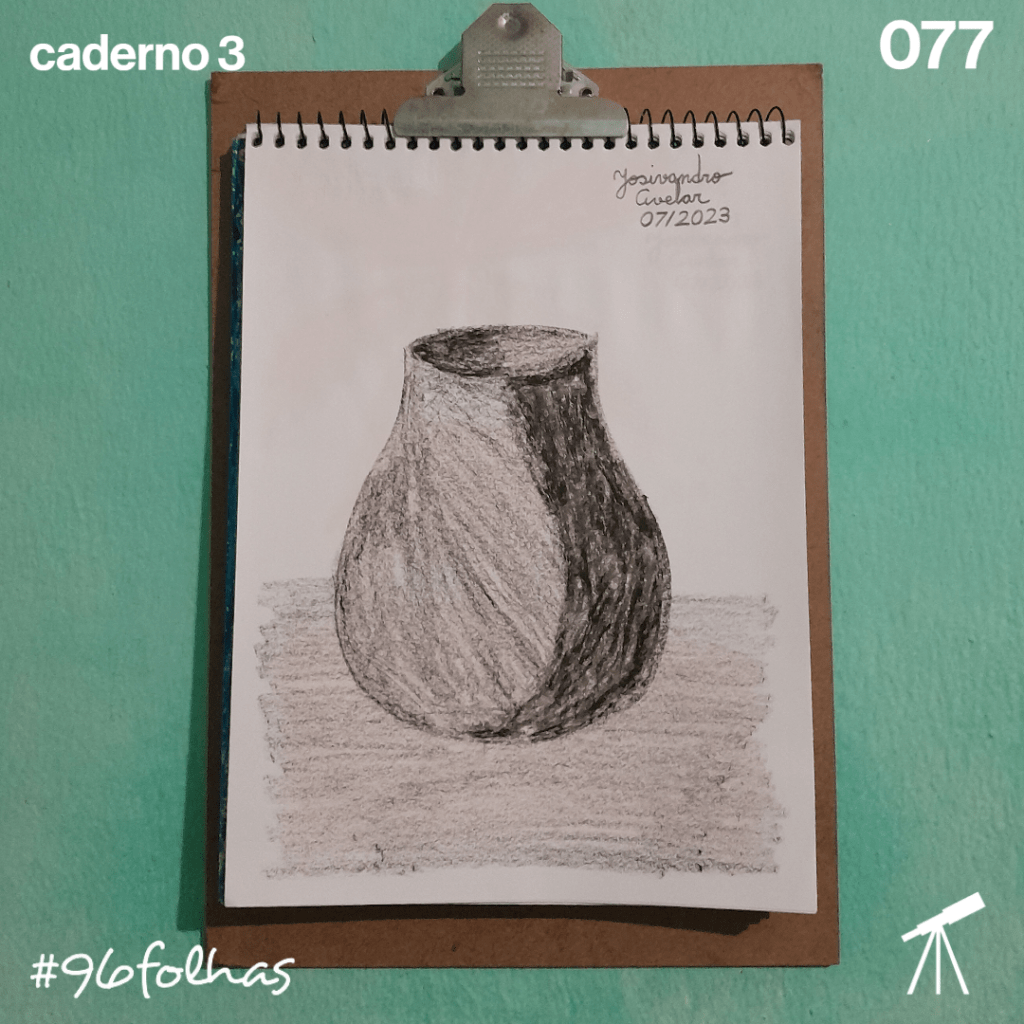 #96folhas- Vaso preto 1 Desenho de um vaso preto em giz de cera.