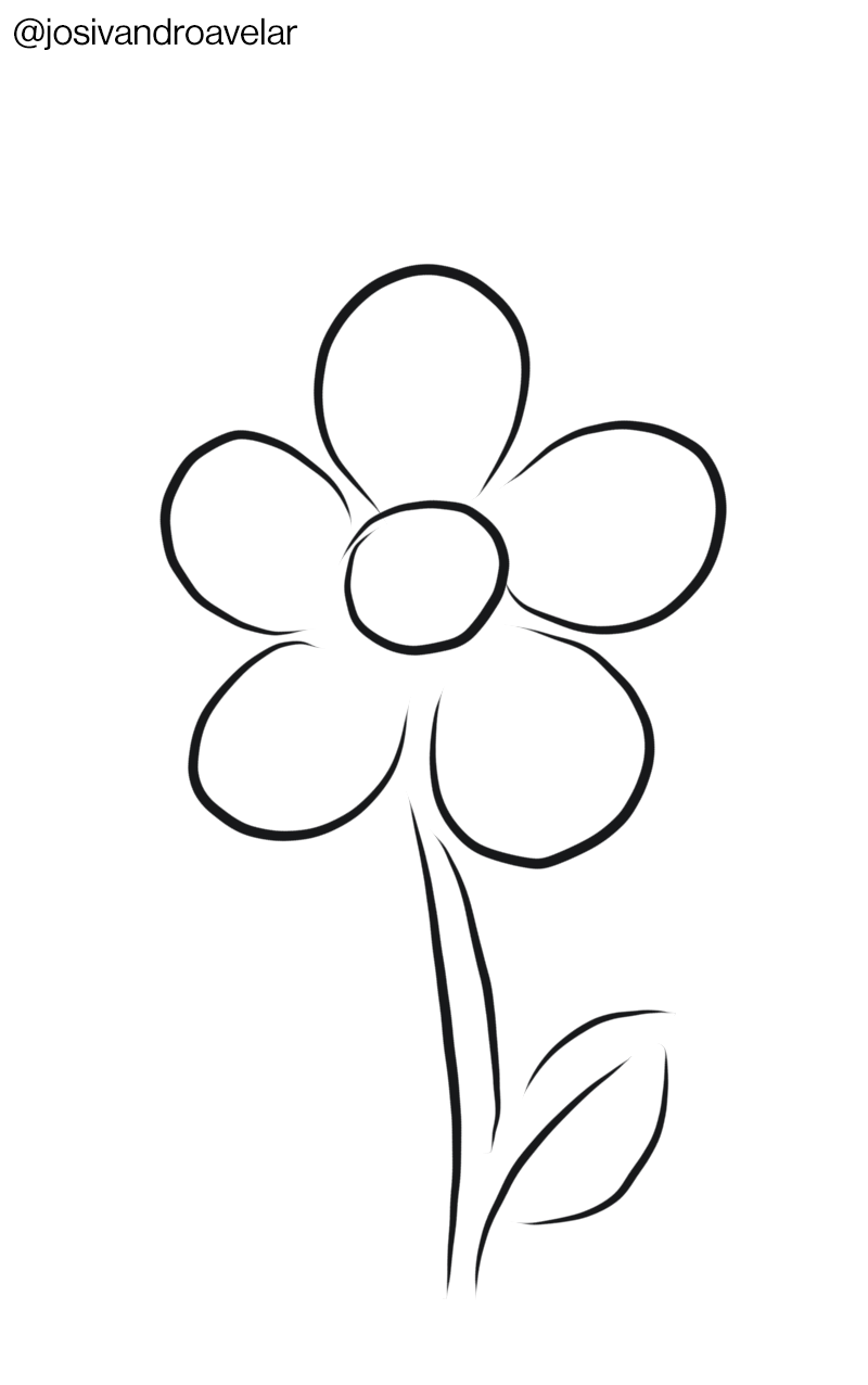 Artes digitais: traços de uma flor 1 Desenho feito apenas com traços que formam uma flor.
