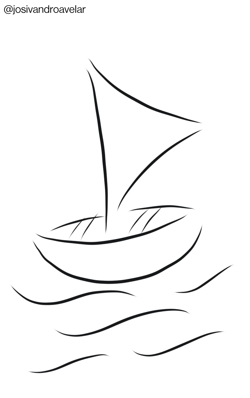 Artes digitais: o barquinho 1 Desenho de um barquinho em traços simples.