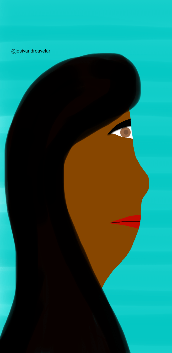Artes digitais: ela olha 1 Para onde ela olha?