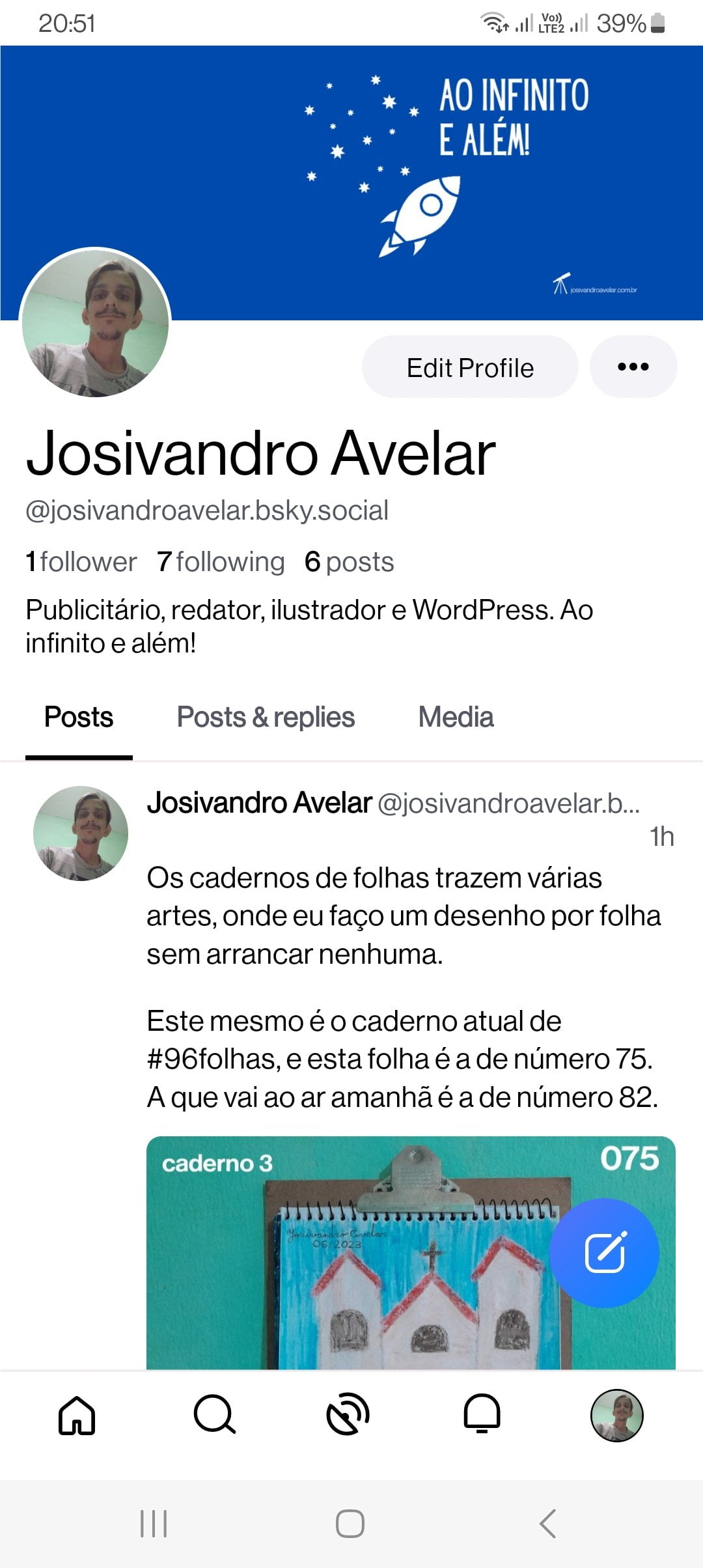 Bluesky: onde o céu é azul 1 Print do perfil do Bluesky @josivandroavelar.