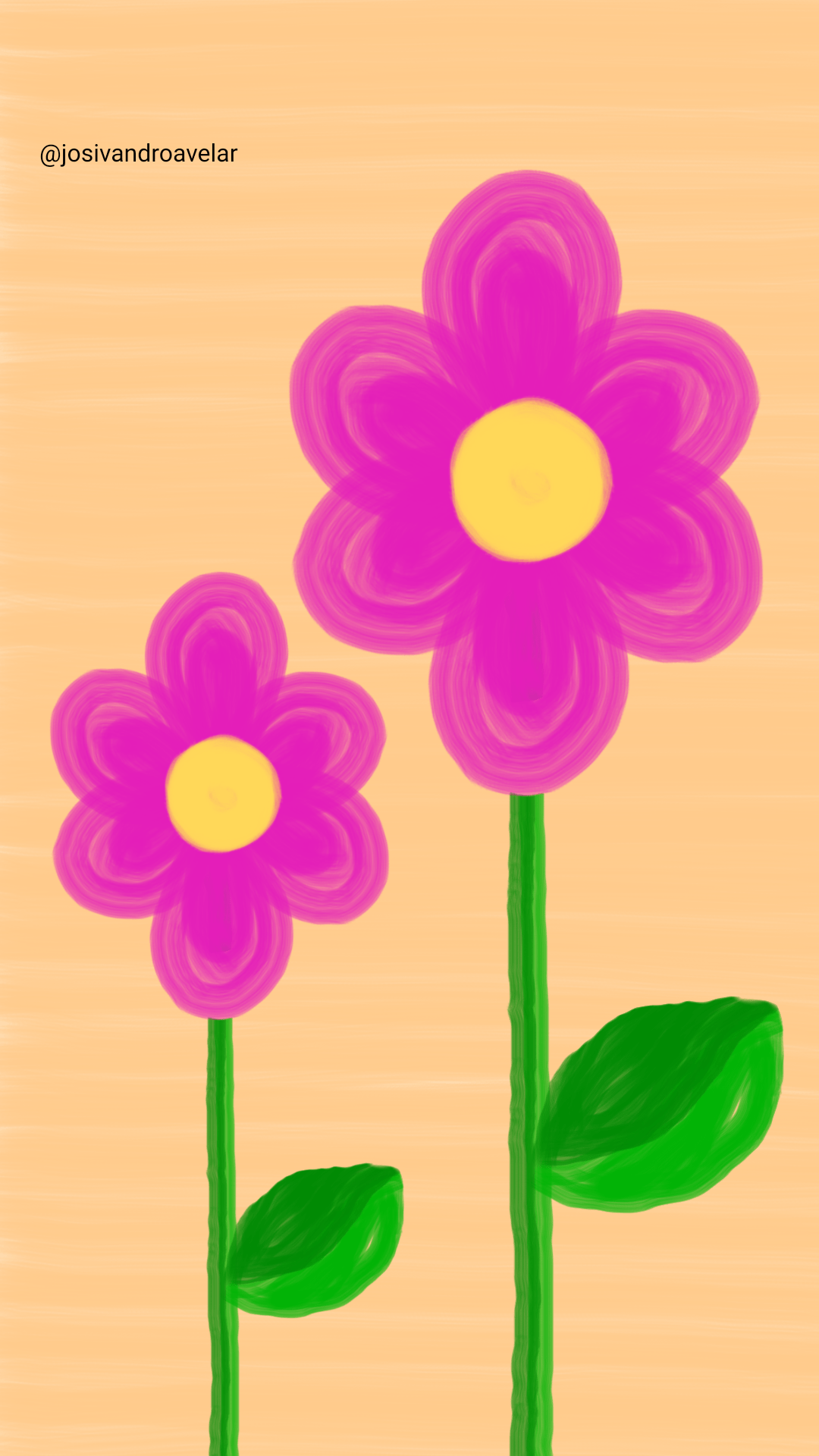 Artes digitais: efeito violeta 1 Desenho de duas flores em cor violeta, em fundo bege. O efeito violeta é algo que se sente.