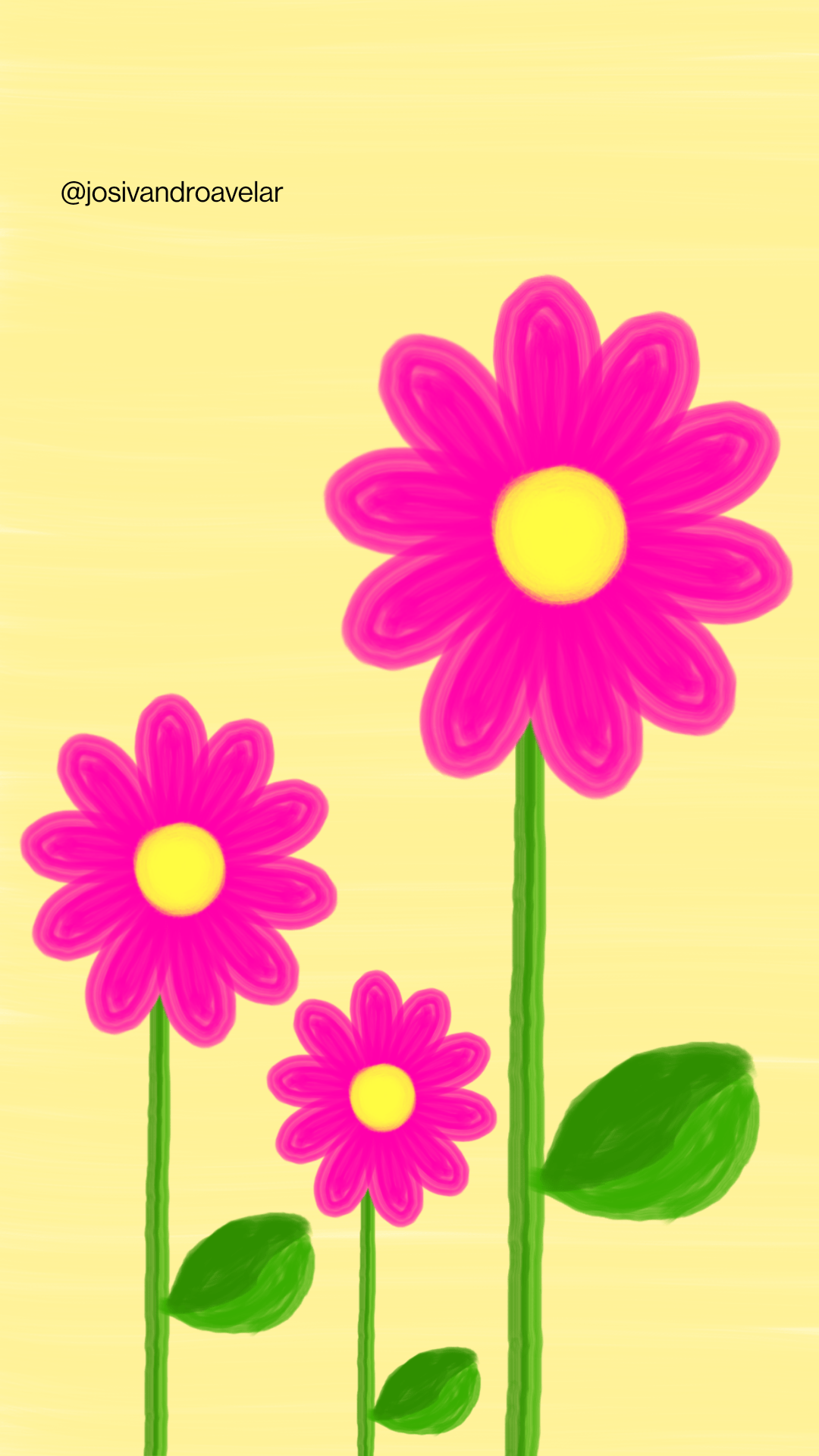 Artes digitais: flores vibrantes 1 Desenho de flores vibrantes em fundo bege claro.
