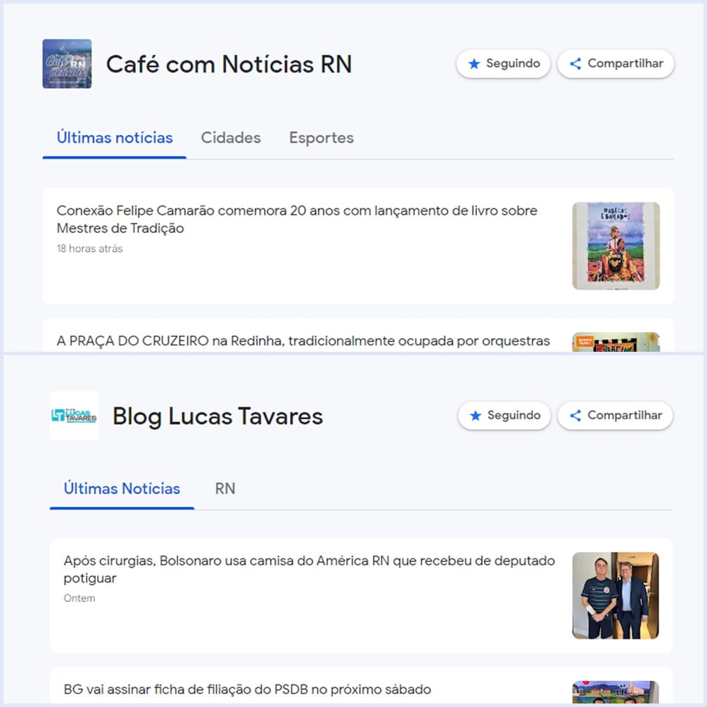 Dois novos sites no Google News 1 Novos sites incluídos no Google News.
