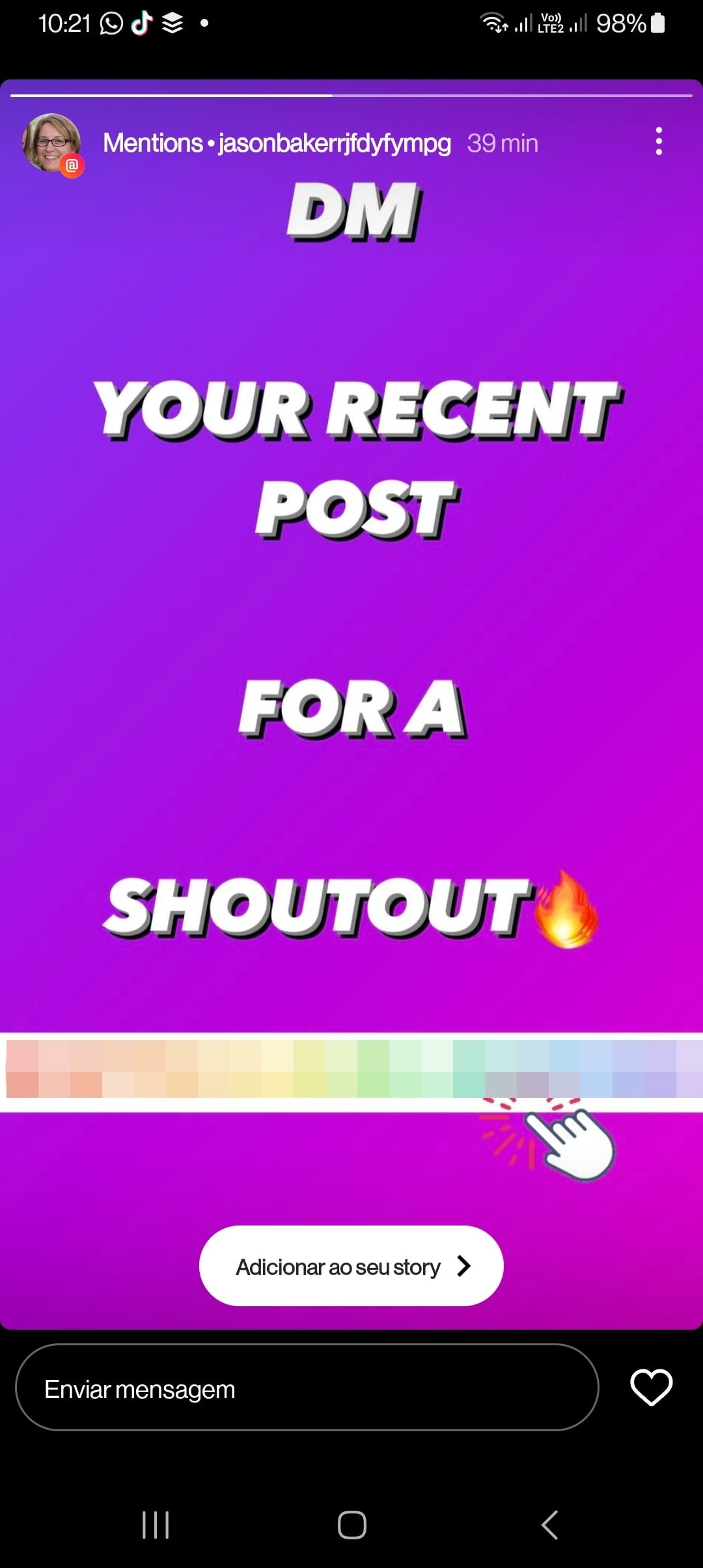 Perfis fakes estão marcando você nos stories do Instagram? 1 Print de uma conta fake do Instagram.