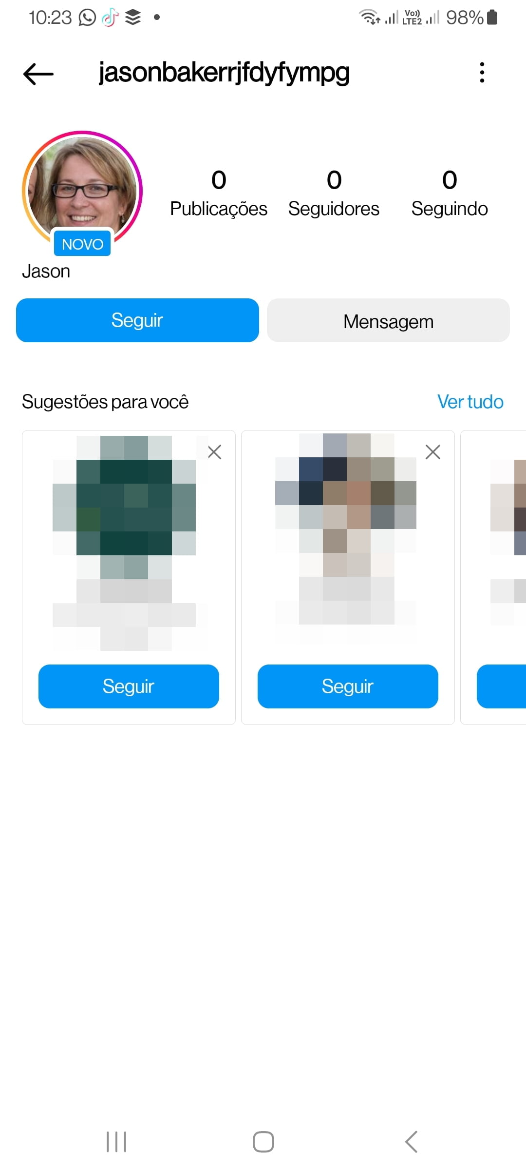 Perfis fakes estão marcando você nos stories do Instagram? 2 Print da conta fake do Instagram que fez a marcação da story acima.