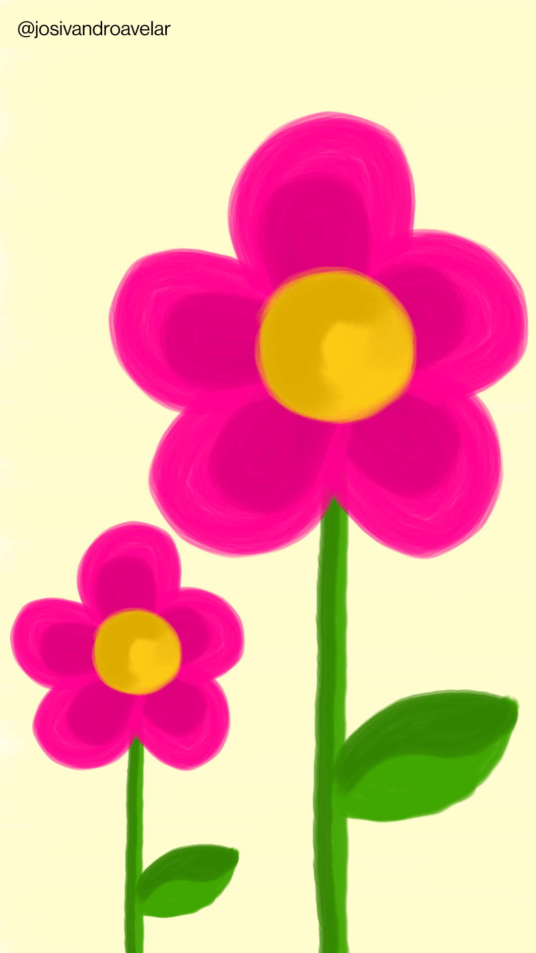 Artes digitais: violetas no jardim 1 Desenho de duas violetas no jardim.
