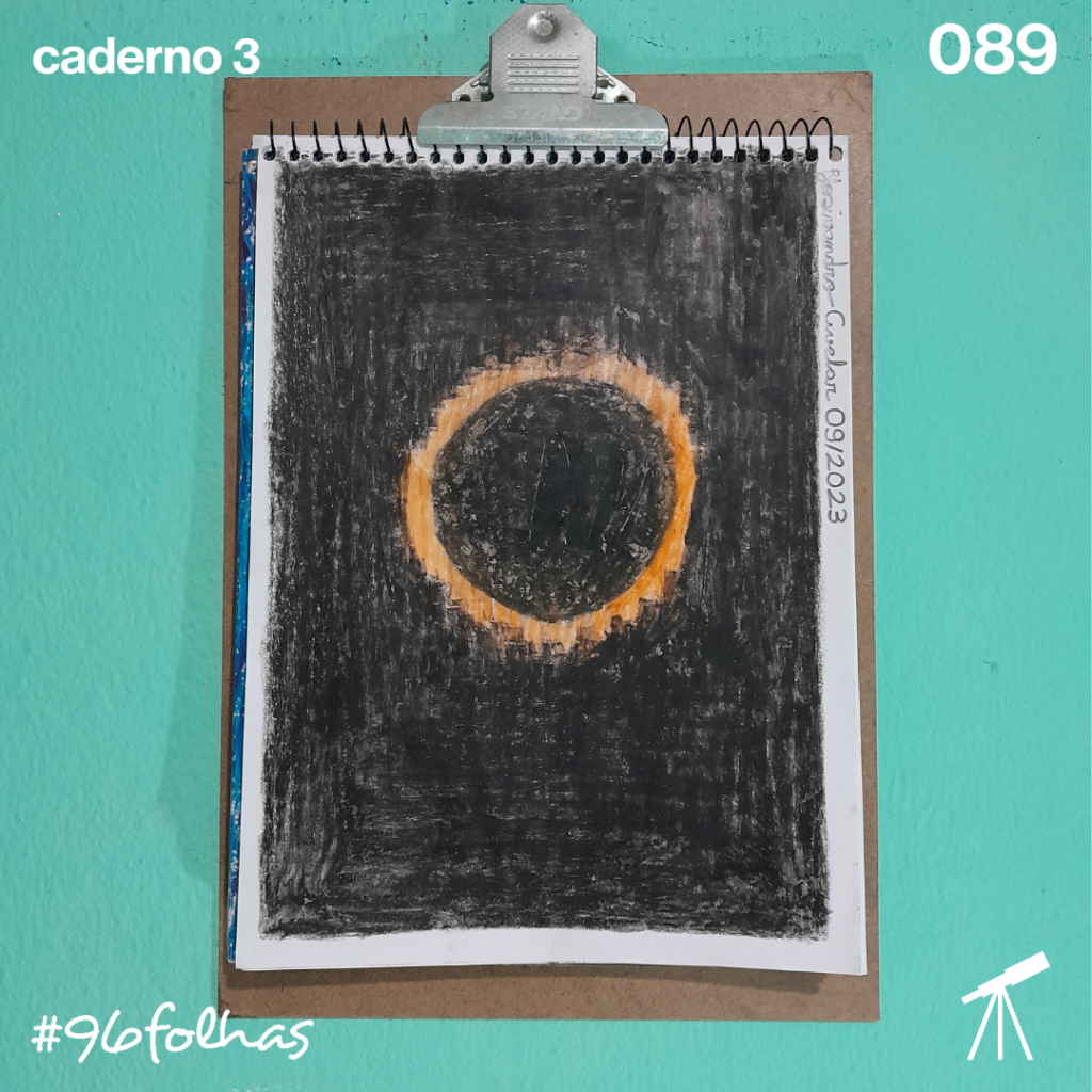 #96folhas- Eclipse solar 1 Um eclipse solar anular acontece quando a Lua se projeta na frente do Sol, que se resume a um círculo iluminado. É anular quando esse círculo é maior, mas pode ser total e encobrir quase que praticamente o Sol.