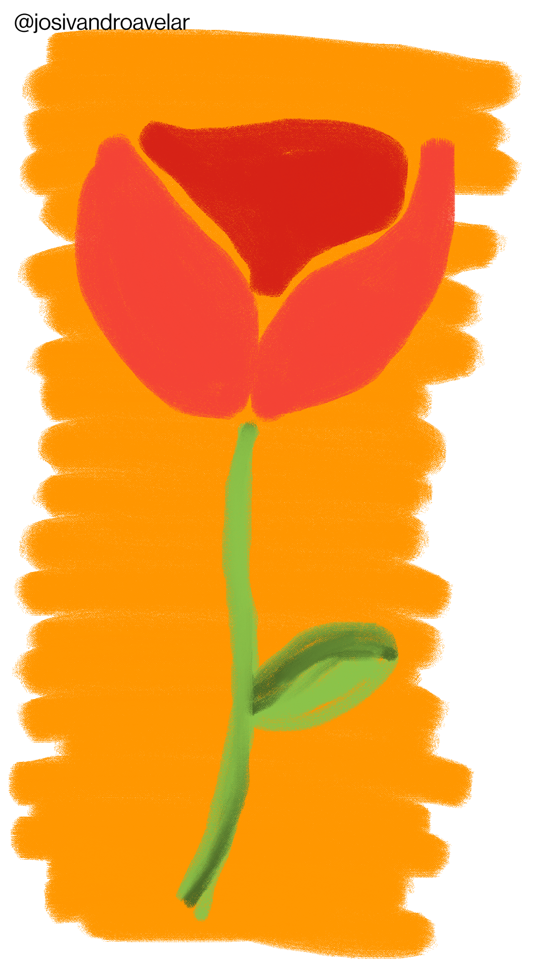 Artes digitais: rabiscos feitos em um lugar qualquer 1 Desenho de uma rosa em fundo laranja, que eu chamei de rabiscos feitos em um lugar qualquer.