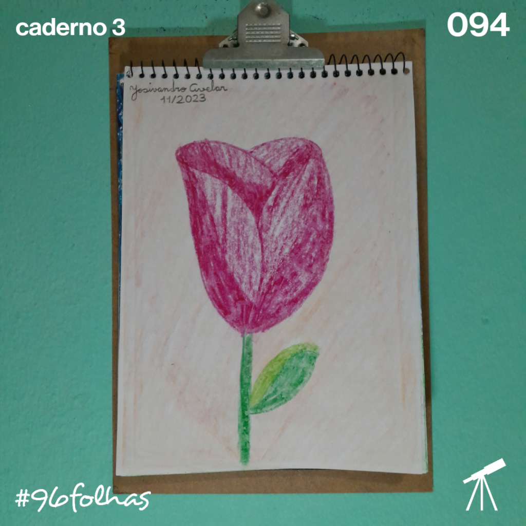 #96folhas- Tulipa lilás 1 Desenho de uma tulipa lilás na antepenúltima folha do terceiro caderno de #96folhas.