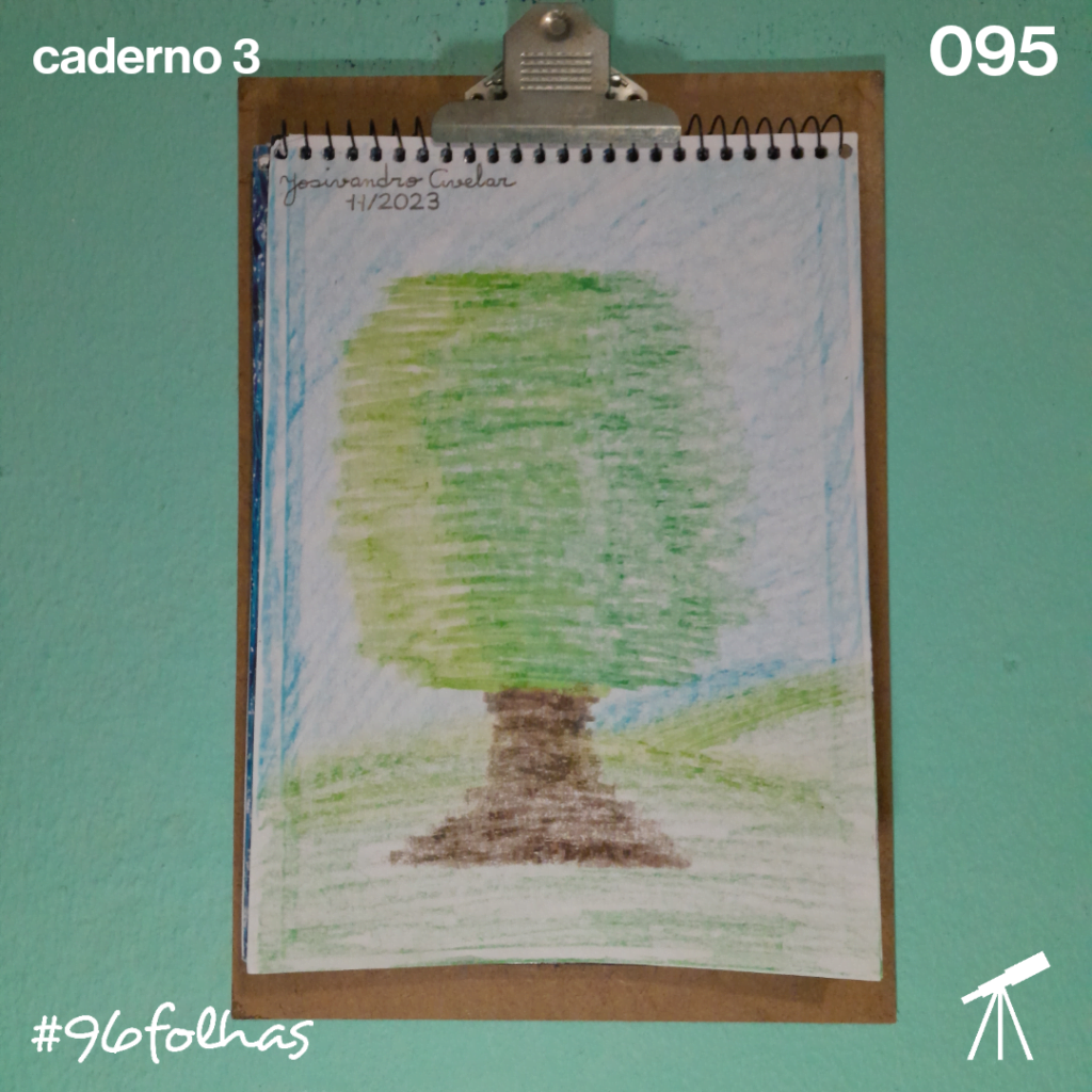 #96folhas- A grande árvore 1 A grande árvore que eu plantei com giz de cera.