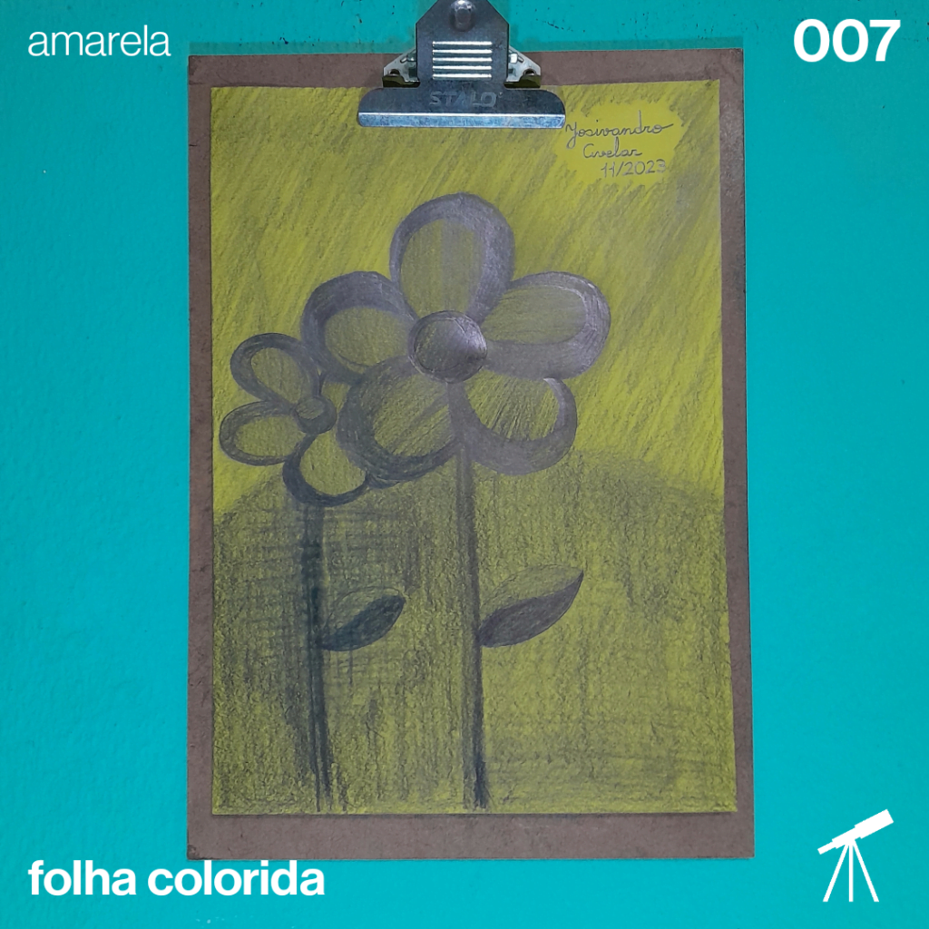 #FolhaAmarela 007 - Flores da serra 1 Flores da serra com muito grafite em uma folha amarela.
