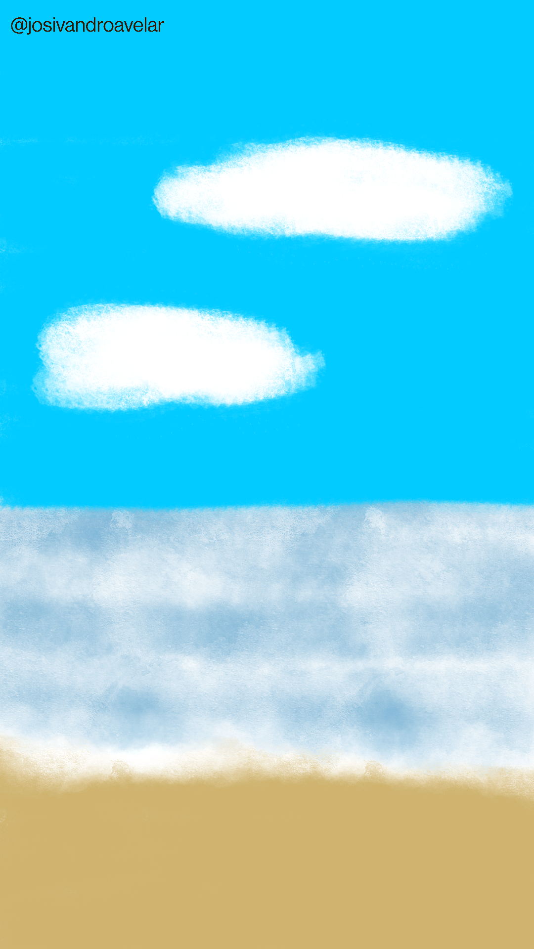 Artes digitais: sete ondas 1 Em uma praia, eu pulei as sete ondas, e vi a sorte diante de mim.