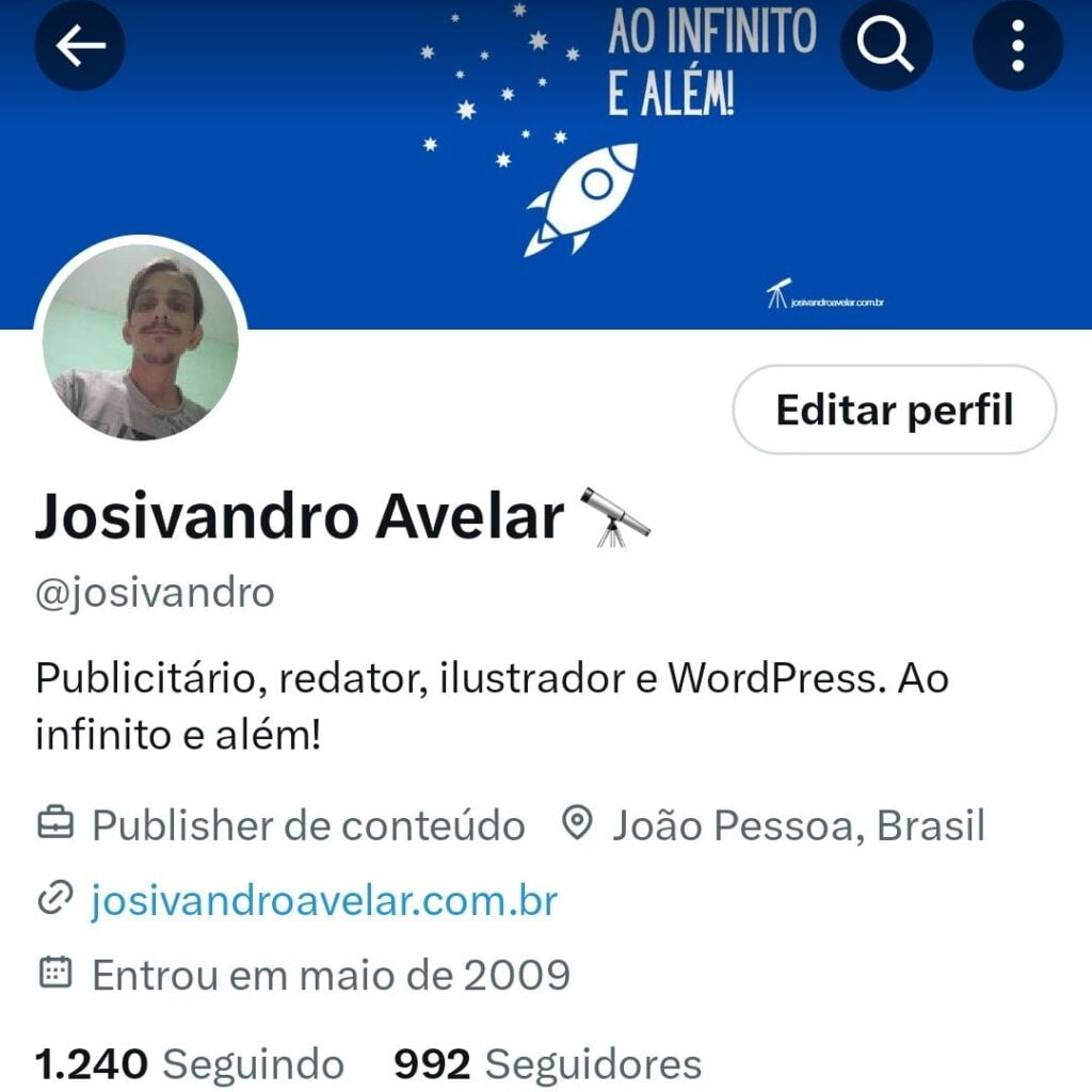 Quem chega aos 1000 primeiro? 1 Print do X (antigo Twitter) na manhã do dia 27 de dezembro de 2023, indicando 992 seguidores.