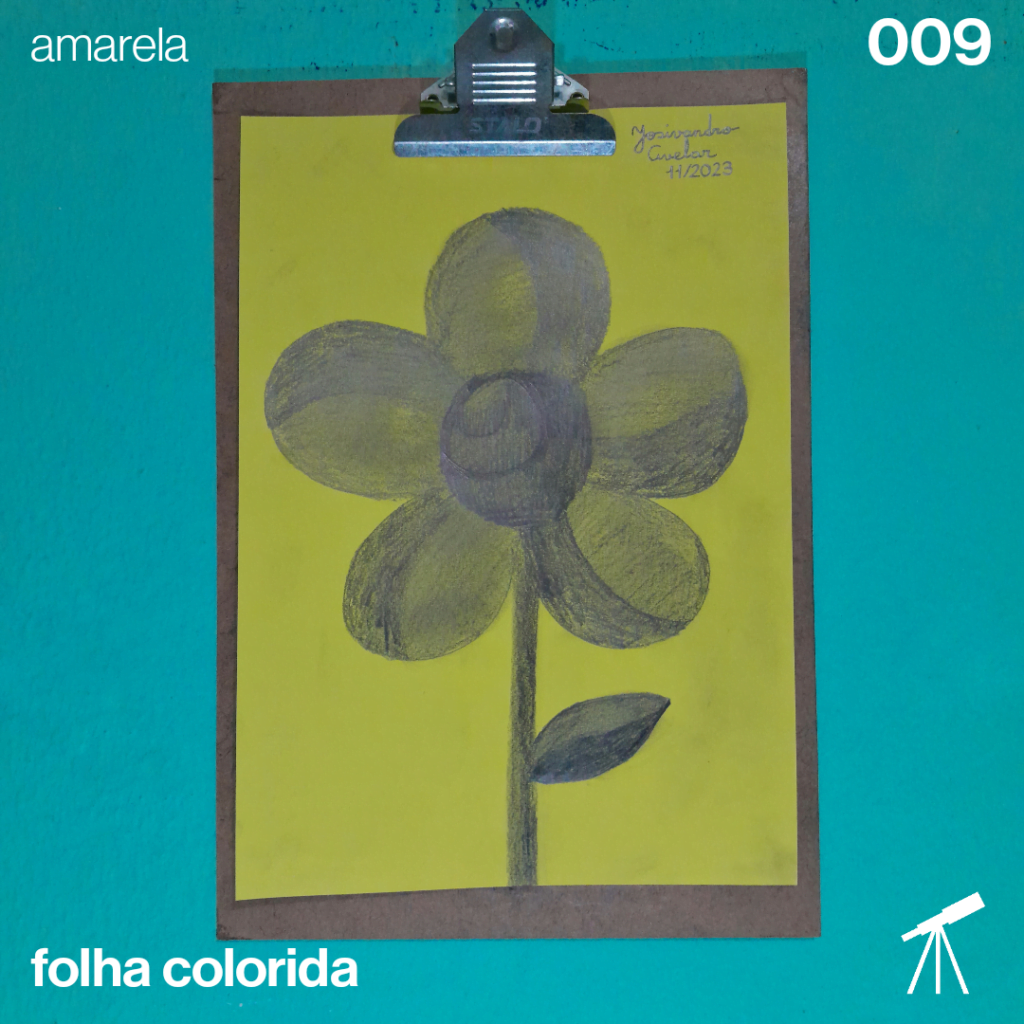 #FolhaAmarela 009 - Flor do dia 1 Bom dia, flor do dia! Feita com lápis grafite em folha de cor amarela.