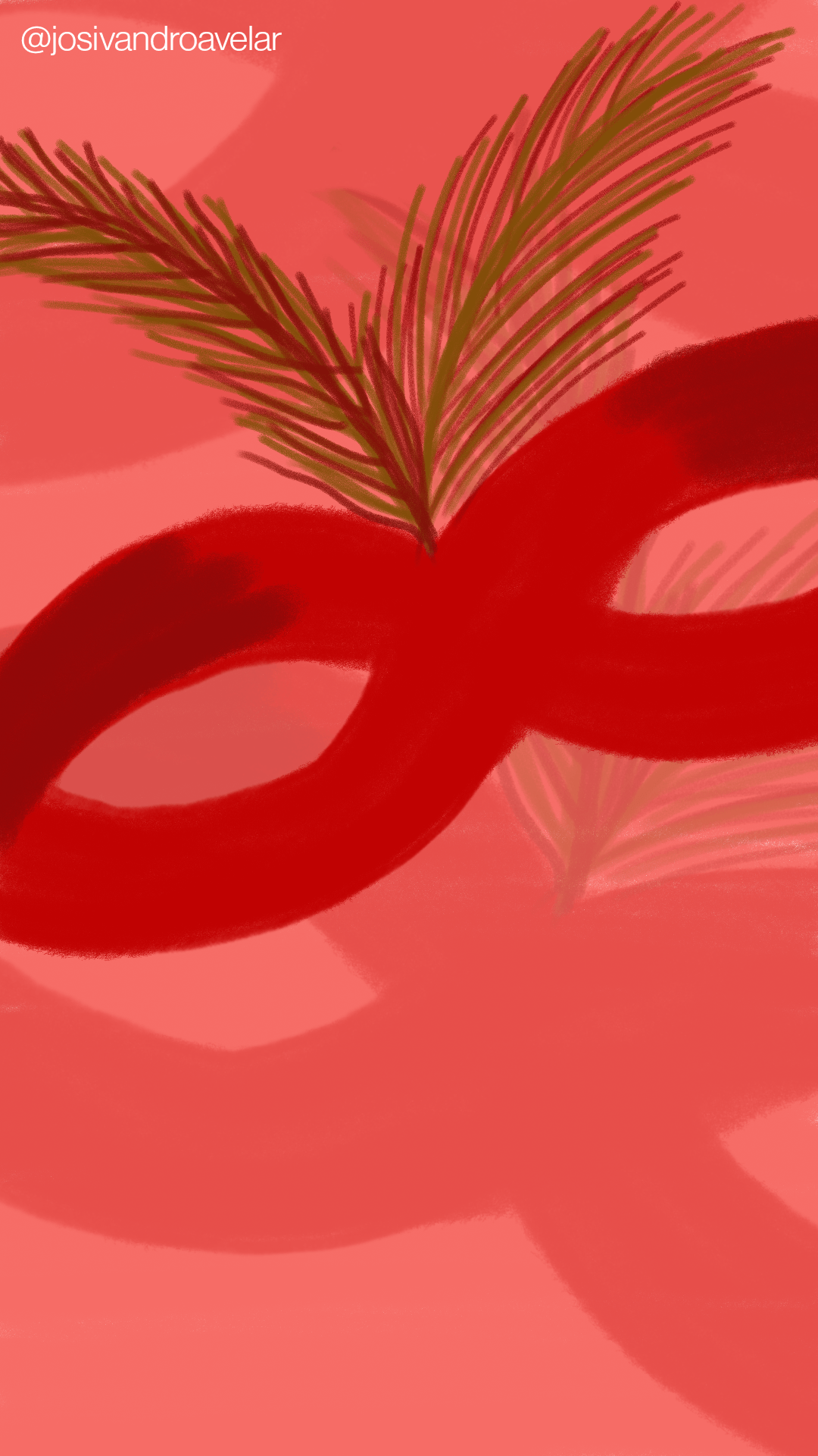 Artes digitais: baile de Carnaval 1 Segue o baile de Carnaval, com máscaras vermelhas com penas em cenário igualmente vermelho.