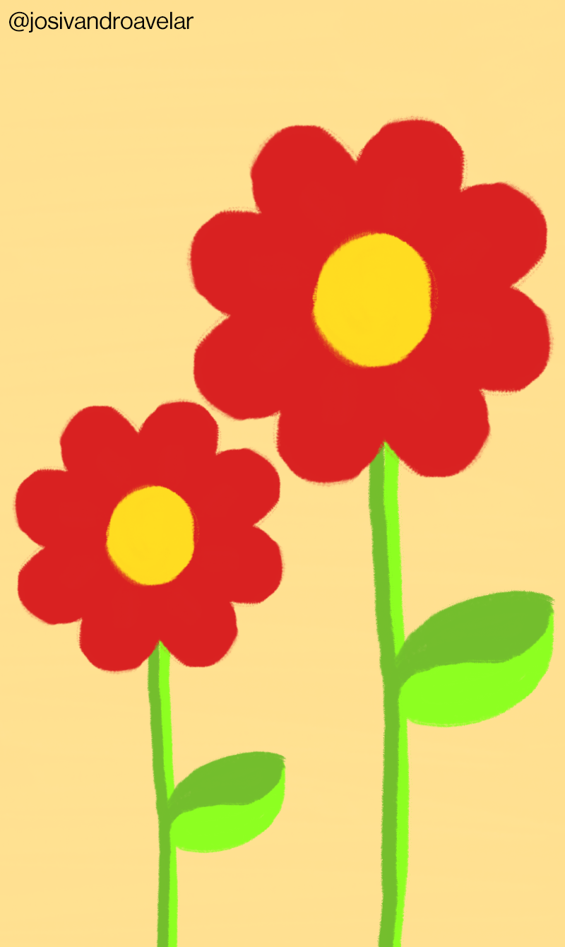 Artes digitais: flores marcantes 1 Flores vermelhas com talos verdes sob fundo creme. Flores marcantes.