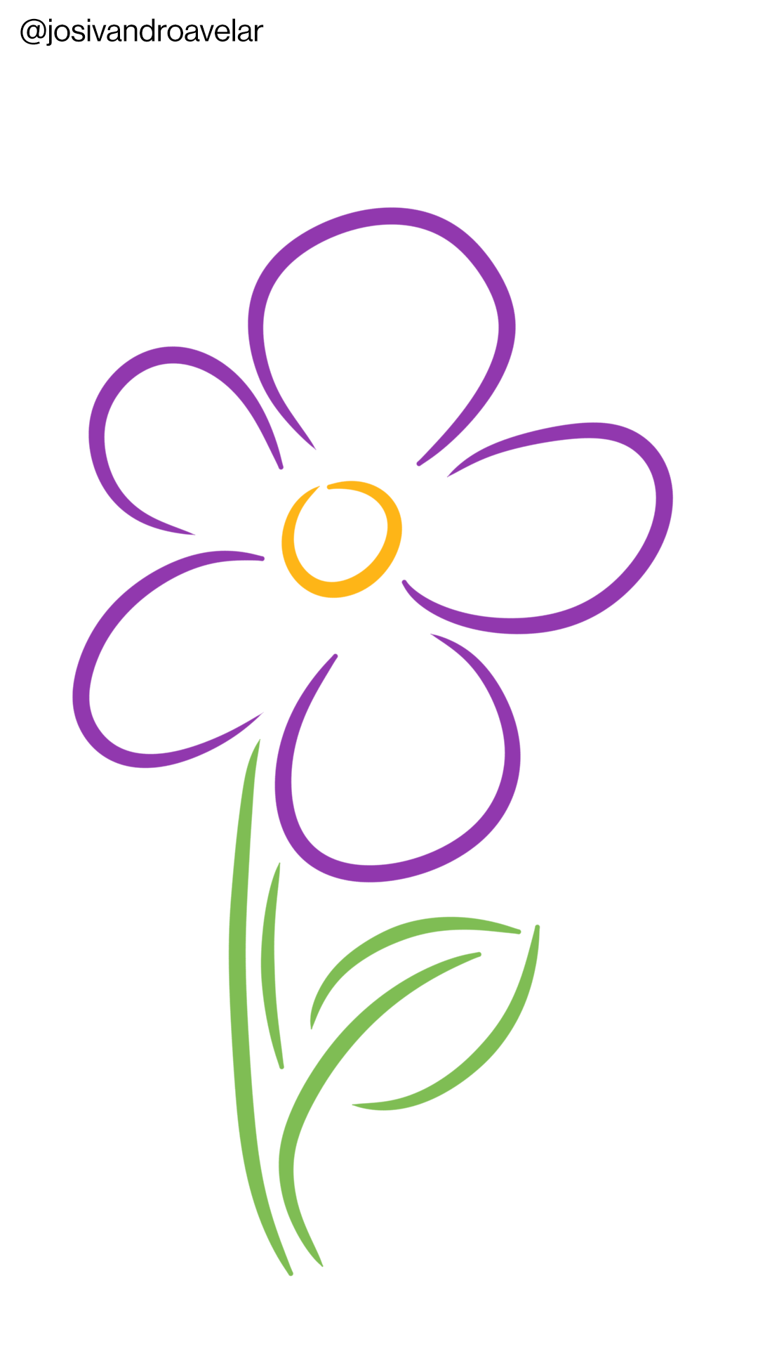 Artes digitais: traços de violeta 1 Um desenho feito apenas com traços de violeta, amarelo e verde.