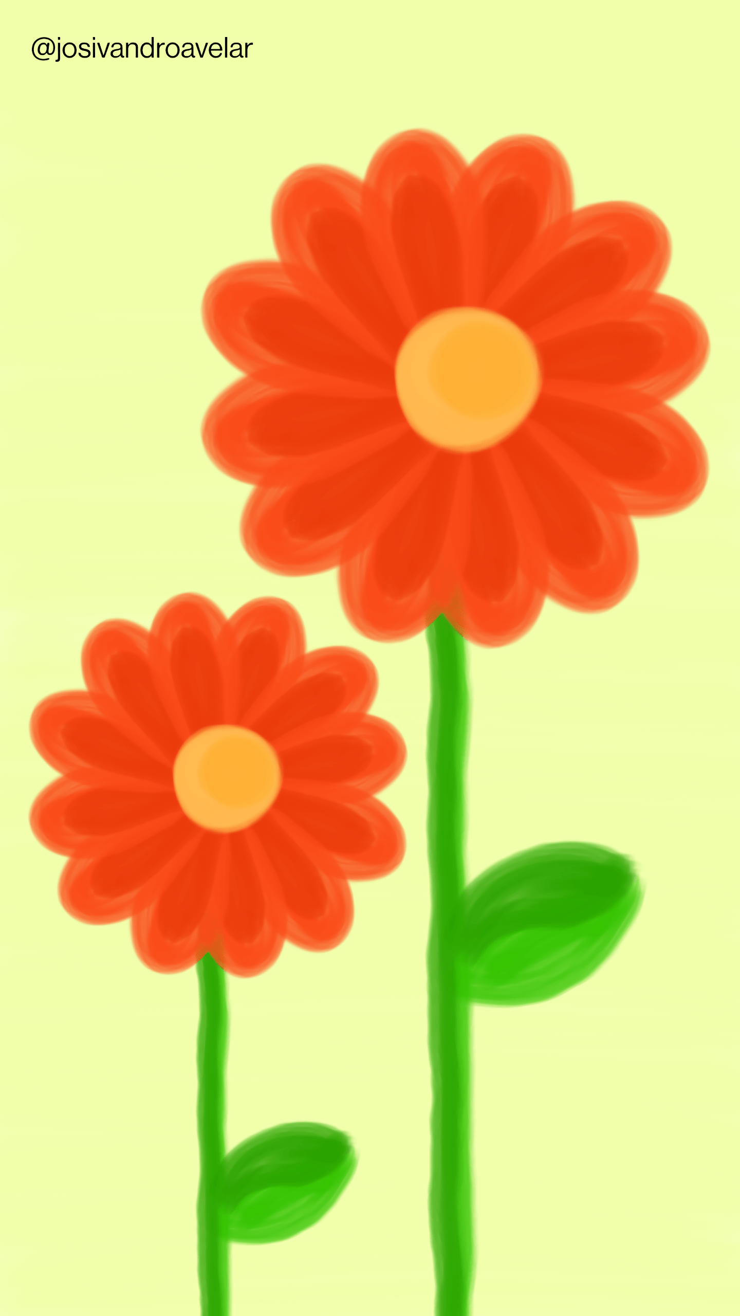 Artes digitais: flores cítricas 1 Desenho de flores em cores cítricas.