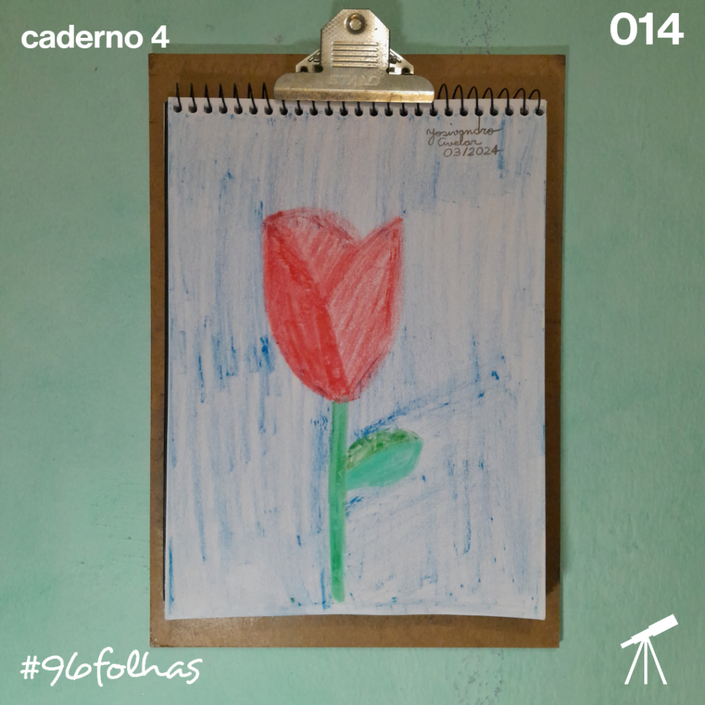 #96folhas caderno 4 - 014: Rosa vermelha 1 Desenho de uma rosa vermelha no quarto caderno de #96folhas.