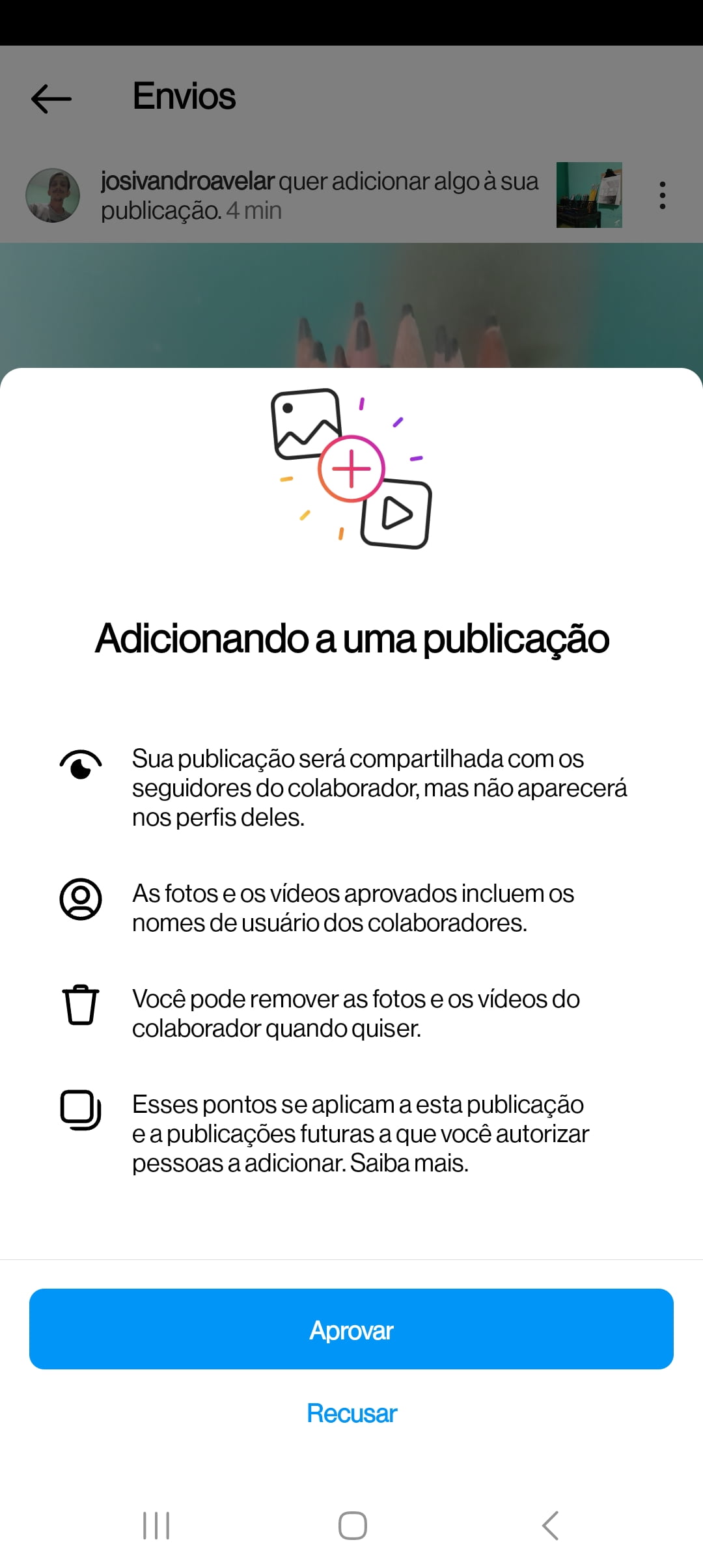 Como criar um carrossel colaborativo no Instagram 12 Screenshot_20240425_125427_Instagram