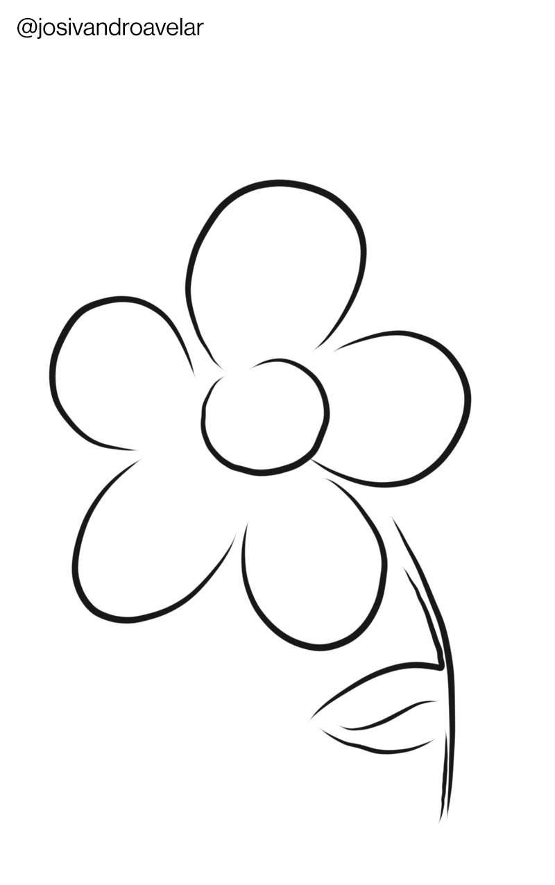 Artes digitais: traçando a vida 1 Traçando a vida, fiz uma flor somente com traços e curvas de cor preta sobre um fundo branco.