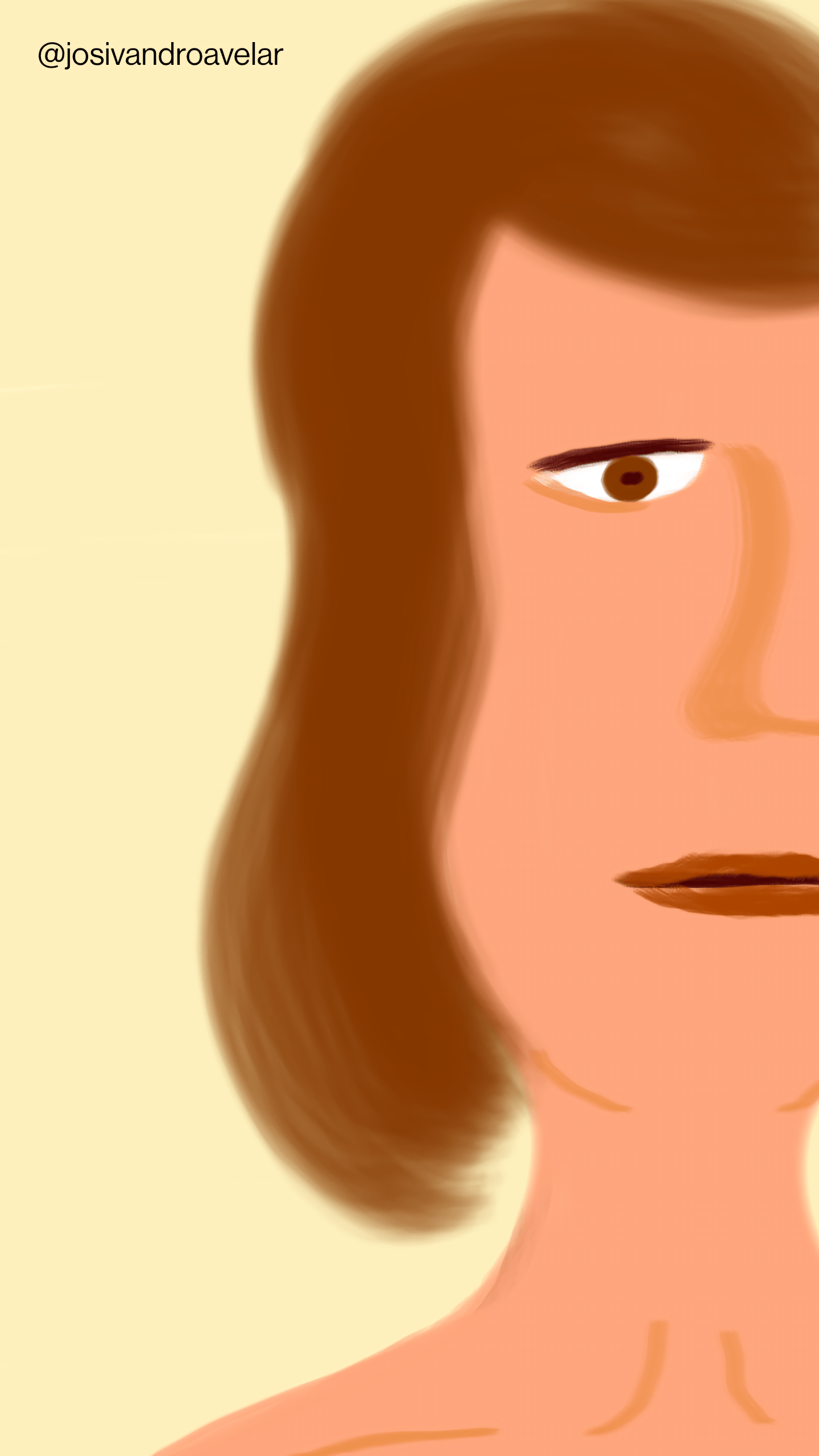 Artes digitais: puro olhar 1 Desenho de um rosto feminino de olhos e cabelos castanhos em que aparece somente a metade esquerda. Ela está na frente de um fundo creme. Puro olhar.