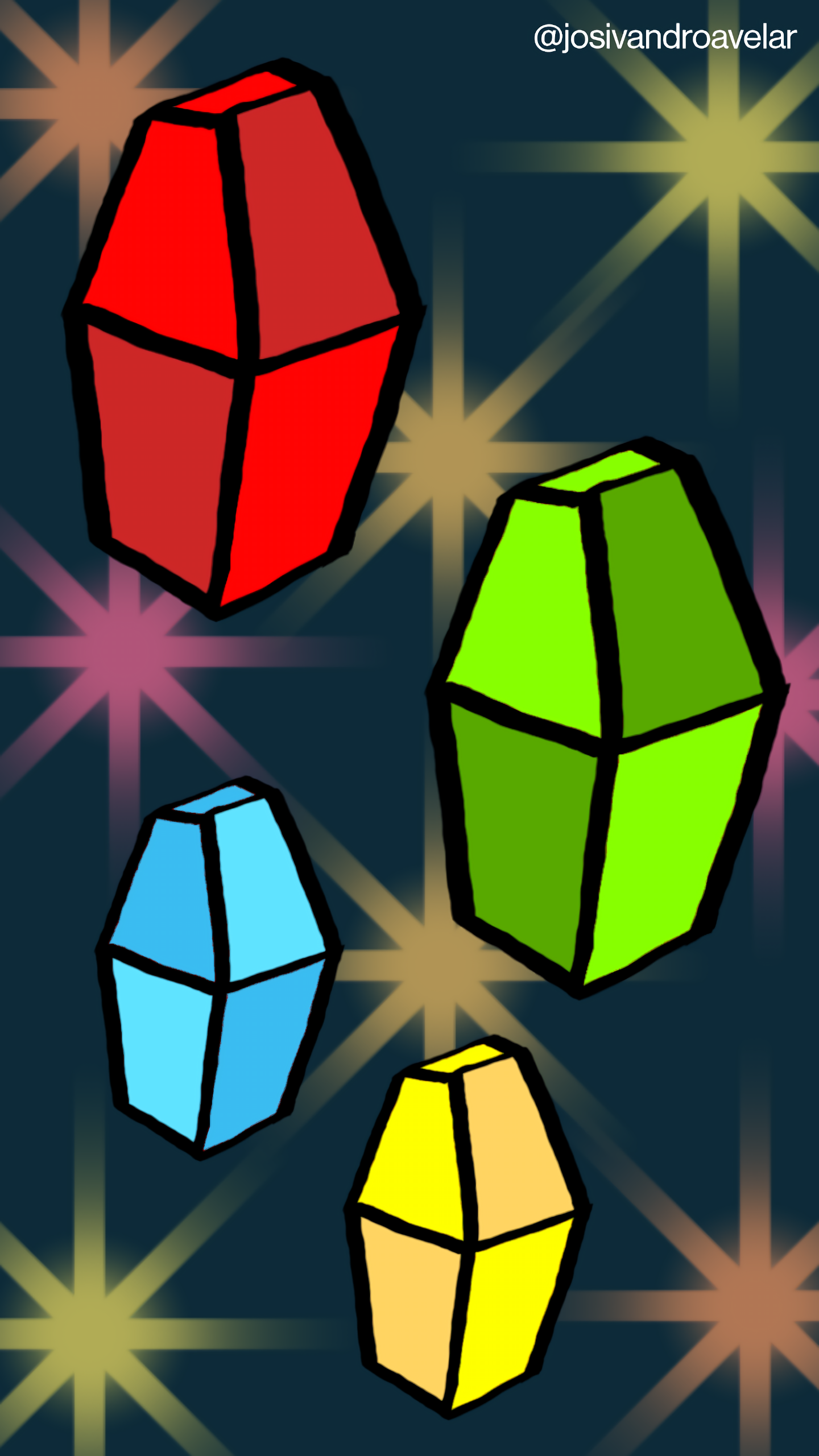 Artes digitais: colorido dos balões 1 Desenho que representa o colorido dos balões. Os balões do desenho, que aparecem sob um céu iluminado, são de cima para baixo: vermelho, verde, azul e amarelo.